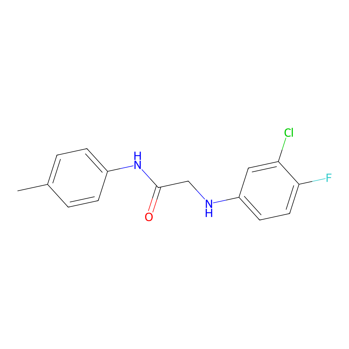 2-[(3-chloro-4-fluorophenyl)amino]-N-(4-methylphenyl)acetamide molecular structure, CAS 457925-58-5