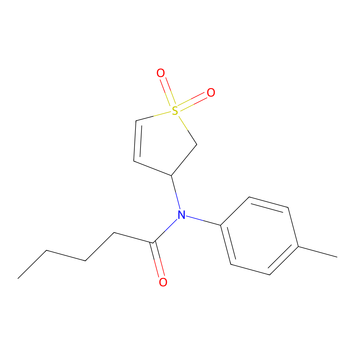 N-(1,1-dioxido-2,3-dihydrothiophen-3-yl)-N-(p-tolyl)pentanamide molecular structure, CAS 457927-96-7