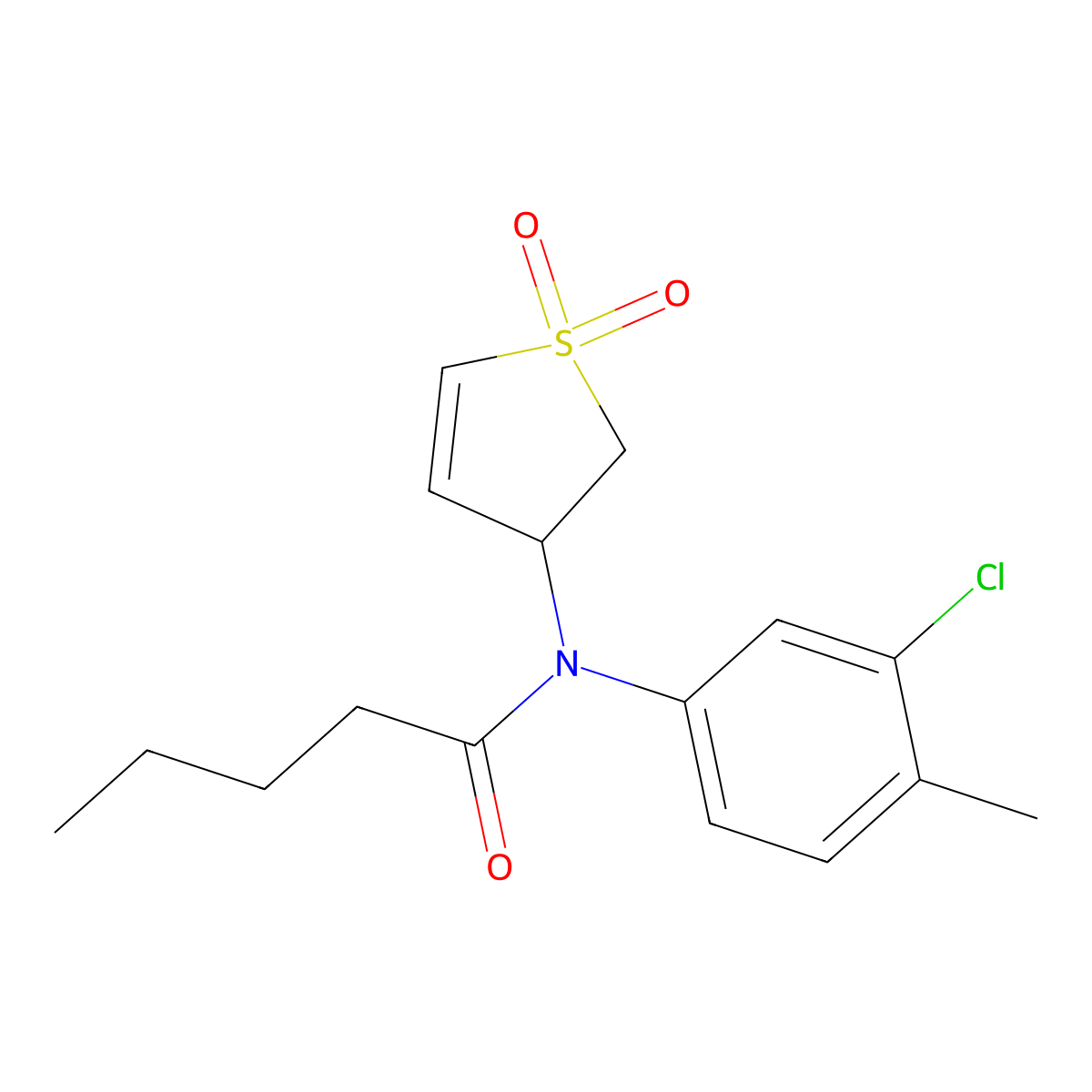 N-(3-chloro-4-methylphenyl)-N-(1,1-dioxido-2,3-dihydrothiophen-3-yl)pentanamide molecular structure, CAS 457927-99-0