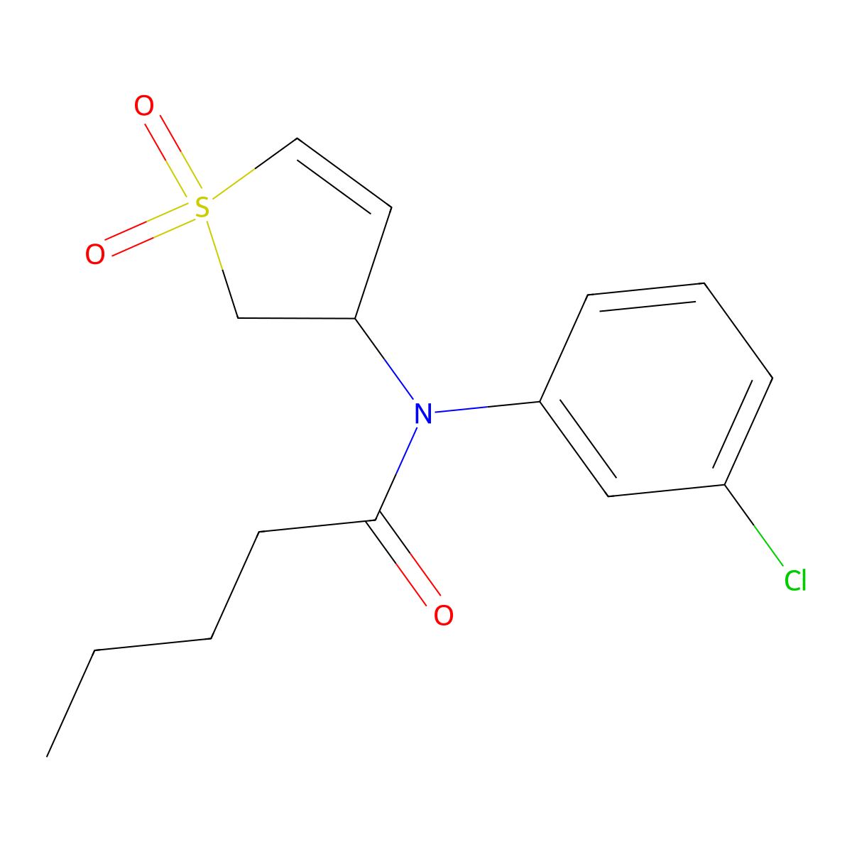 N-(3-chlorophenyl)-N-(1,1-dioxido-2,3-dihydrothiophen-3-yl)pentanamide molecular structure, CAS 457928-01-7