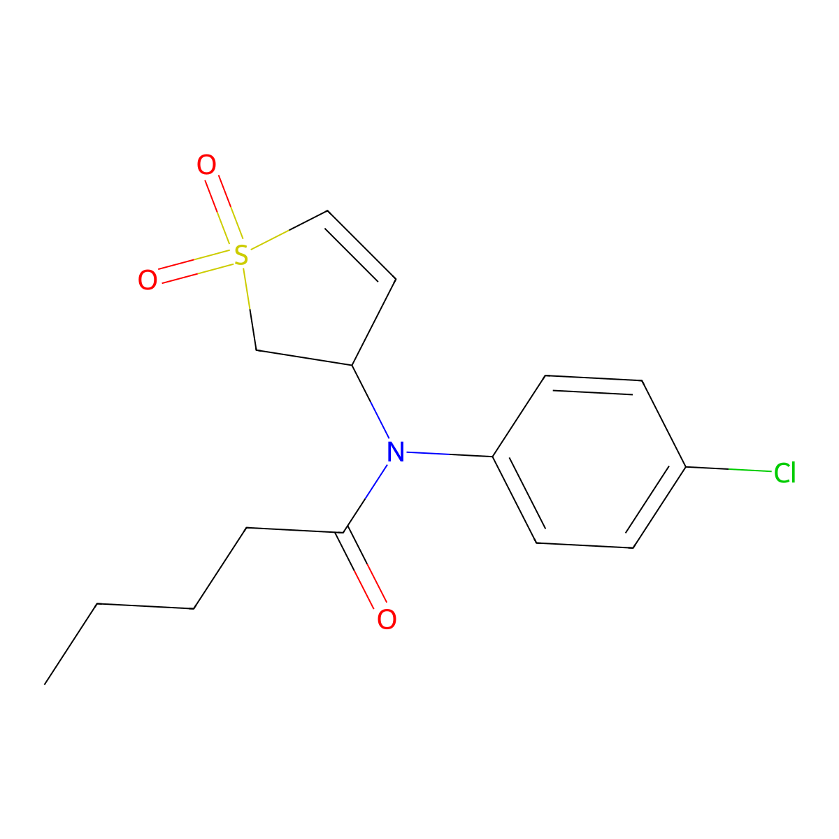 N-(4-chlorophenyl)-N-(1,1-dioxido-2,3-dihydrothiophen-3-yl)pentanamide molecular structure, CAS 457928-02-8