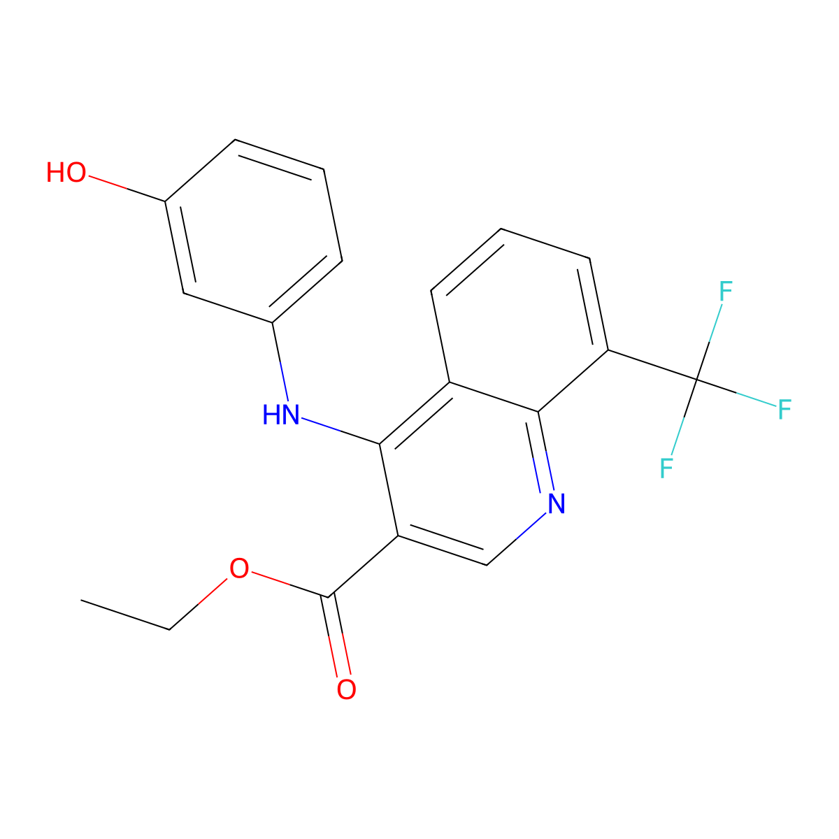 Ethyl 4-[(3-hydroxyphenyl)amino]-8-(trifluoromethyl)quinoline-3-carboxylate molecular structure, CAS 457936-11-7