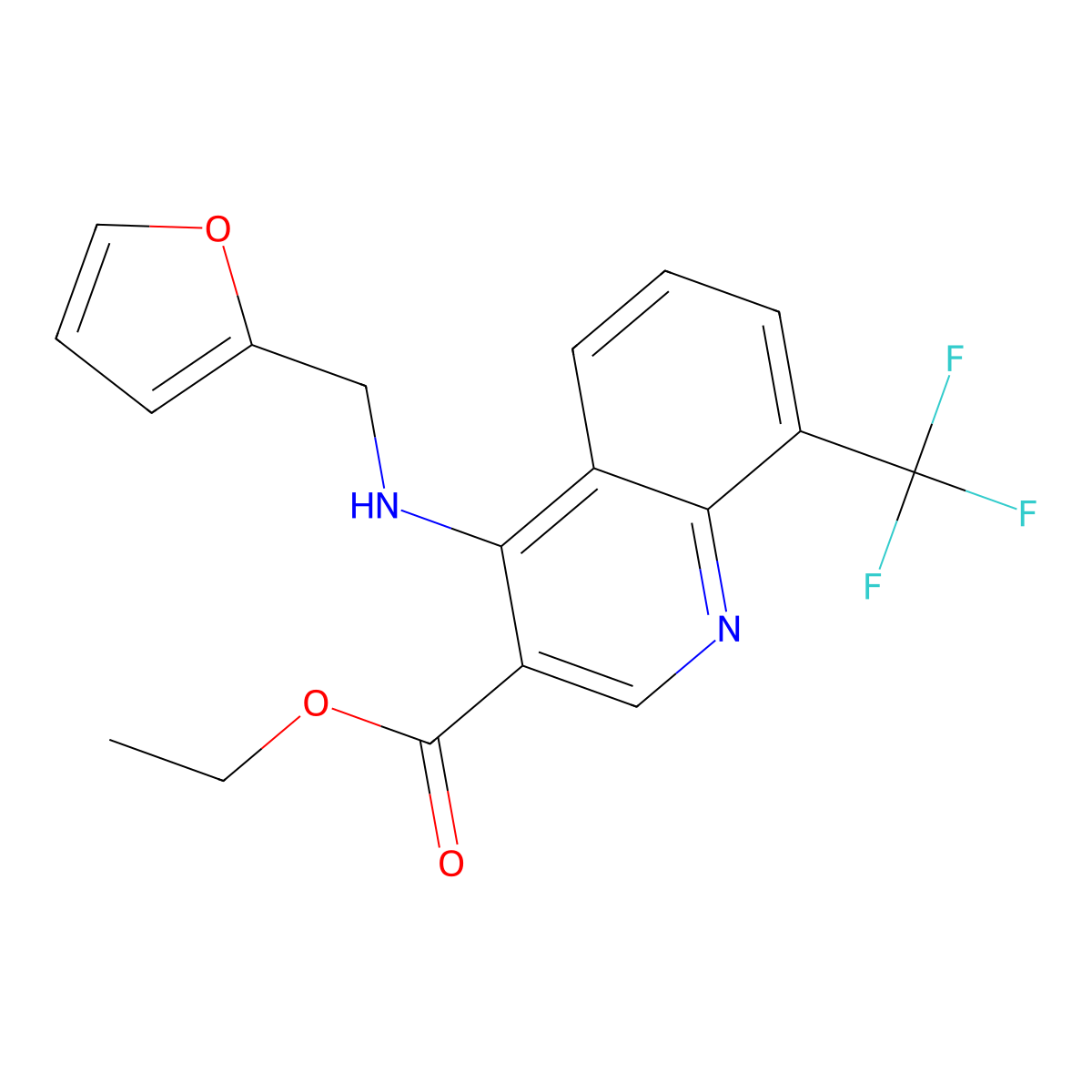 Ethyl 4-[(2-furylmethyl)amino]-8-(trifluoromethyl)quinoline-3-carboxylate molecular structure, CAS 457936-53-7
