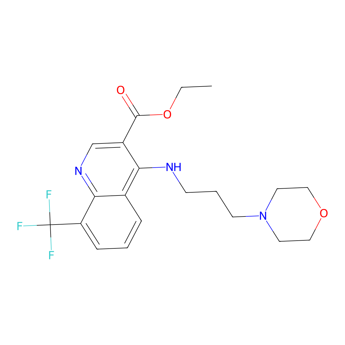 Ethyl 4-(3-morpholin-4-ylpropylamino)-8-(trifluoromethyl)quinoline-3-carboxylate molecular structure, CAS 457936-60-6