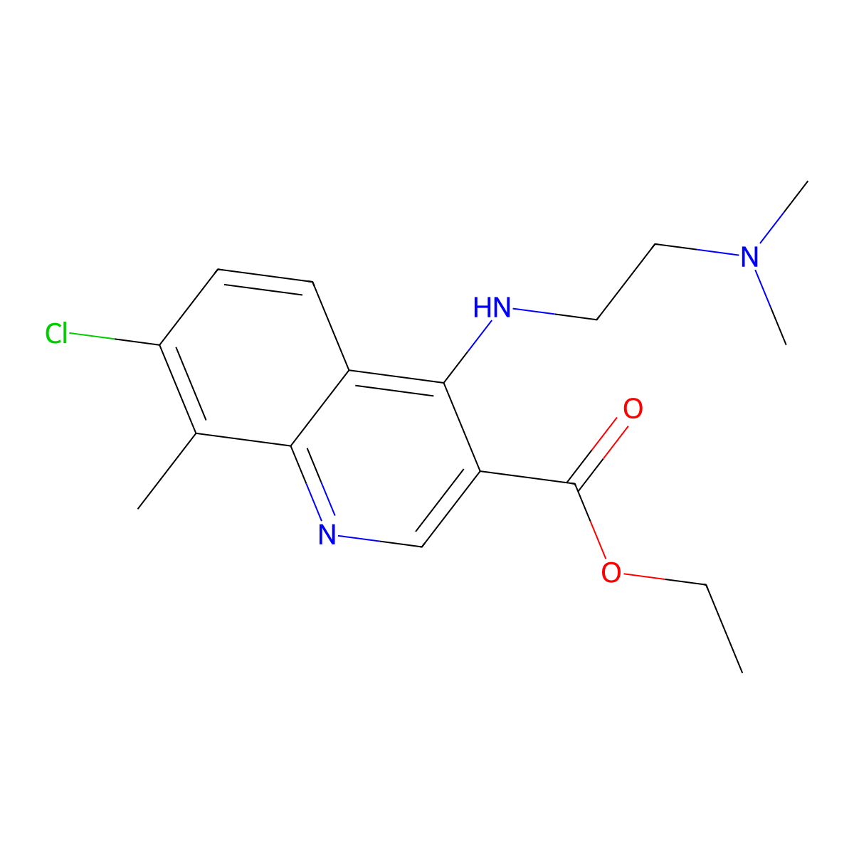 Ethyl 7-chloro-4-{[2-(dimethylamino)ethyl]amino}-8-methylquinoline-3-carboxylate molecular structure, CAS 457937-18-7