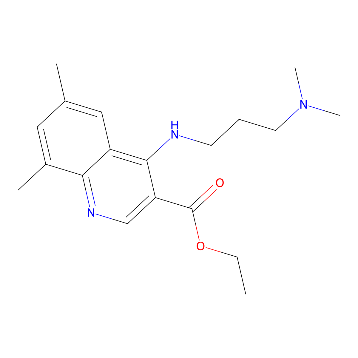 Ethyl 4-[3-(dimethylamino)propylamino]-6,8-dimethylquinoline-3-carboxylate molecular structure, CAS 457937-39-2