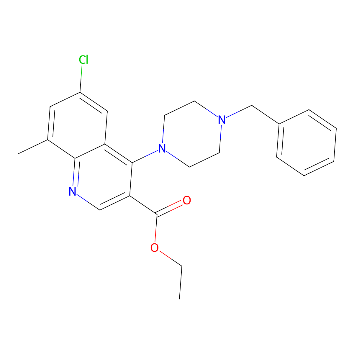Ethyl 4-(4-benzylpiperazin-1-yl)-6-chloro-8-methylquinoline-3-carboxylate molecular structure, CAS 457937-77-8