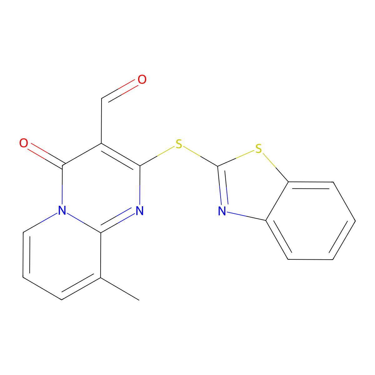 2-(1,3-Benzothiazol-2-ylsulfanyl)-9-methyl-4-oxopyrido[1,2-a]pyrimidine-3-carbaldehyde molecular structure, CAS 457938-46-4
