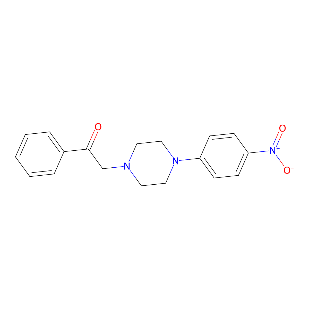2-(4-(4-Nitrophenyl)piperazin-1-yl)-1-phenylethanone molecular structure, CAS 457940-99-7
