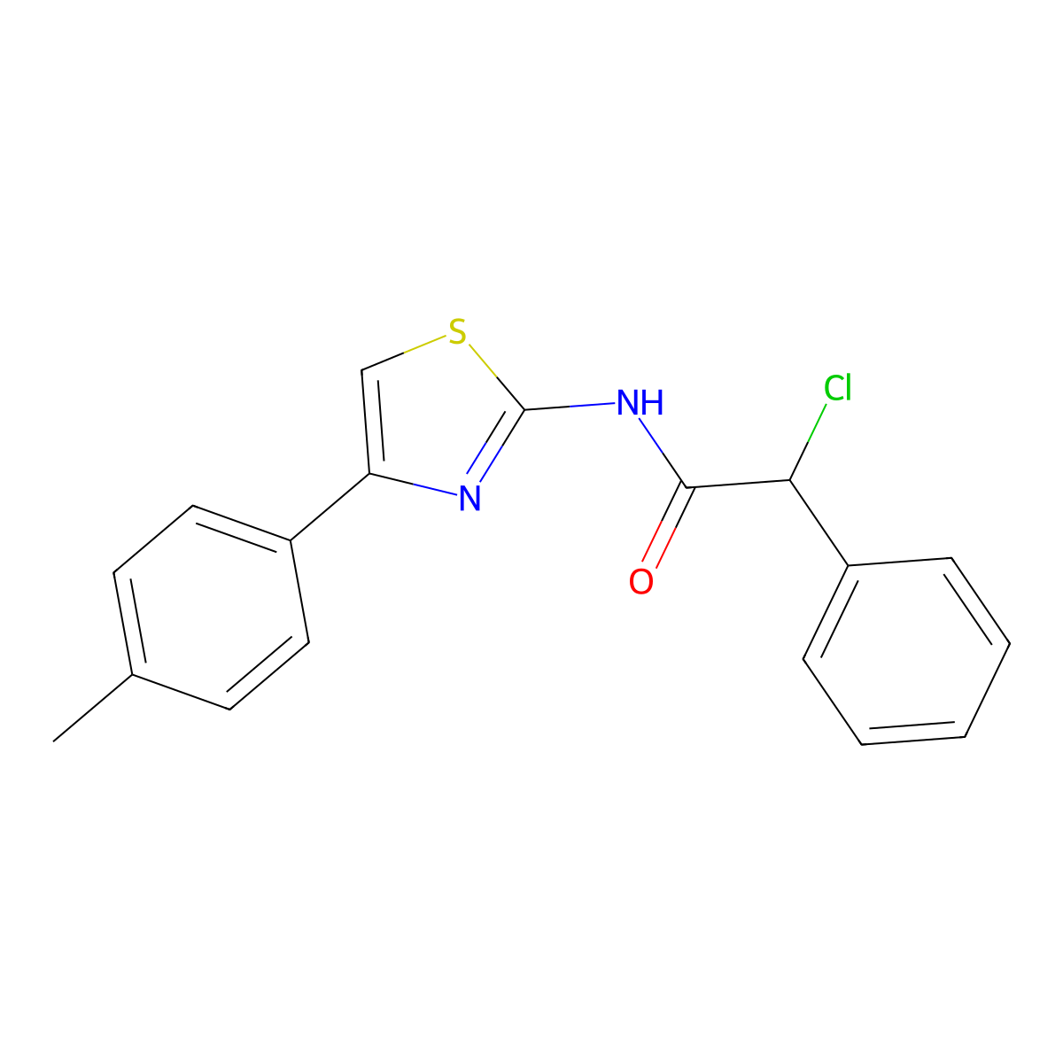 2-chloro-N-[4-(4-methylphenyl)-1,3-thiazol-2-yl]-2-phenylacetamide molecular structure, CAS 457941-25-2