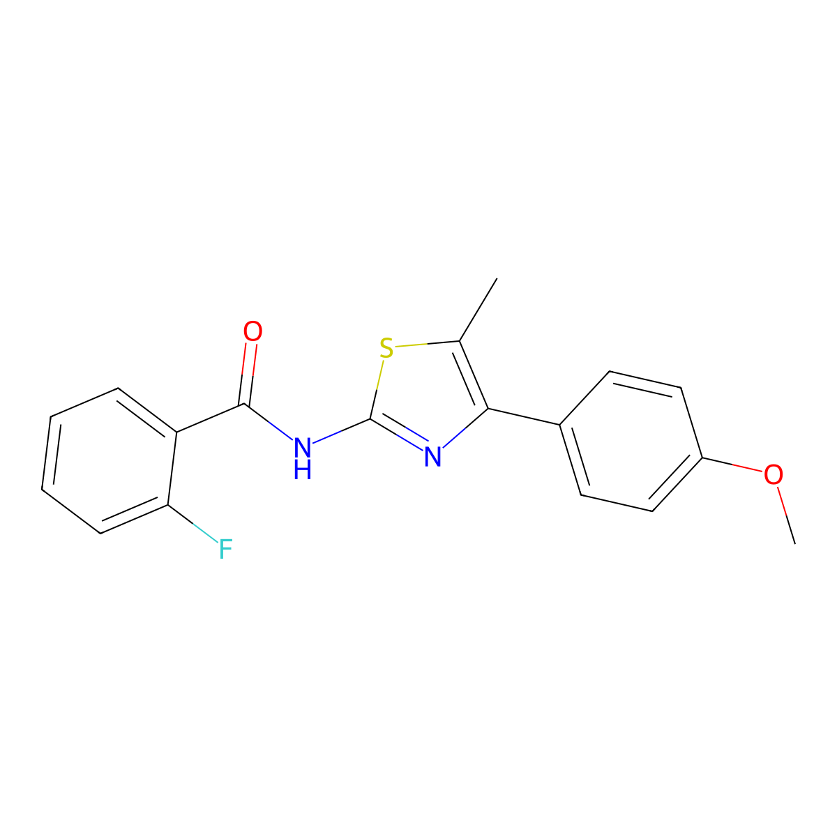 2-fluoro-N-[4-(4-methoxyphenyl)-5-methyl-1,3-thiazol-2-yl]benzamide molecular structure, CAS 457941-39-8