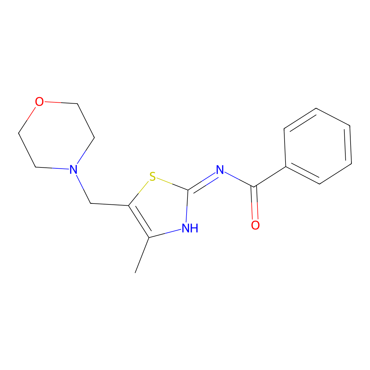 N-[(2E)-4-methyl-5-(morpholin-4-ylmethyl)-1,3-thiazol-2(3H)-ylidene]benzamide molecular structure, CAS 457942-03-9