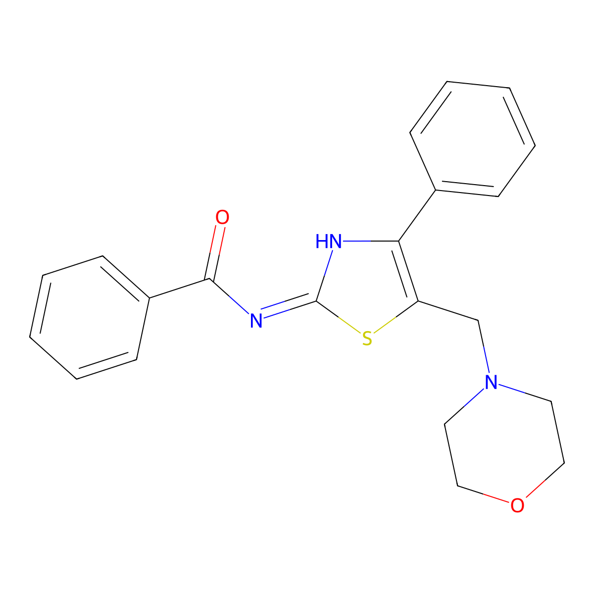 N-(5-(morpholinomethyl)-4-phenylthiazol-2-yl)benzamide molecular structure, CAS 457942-04-0