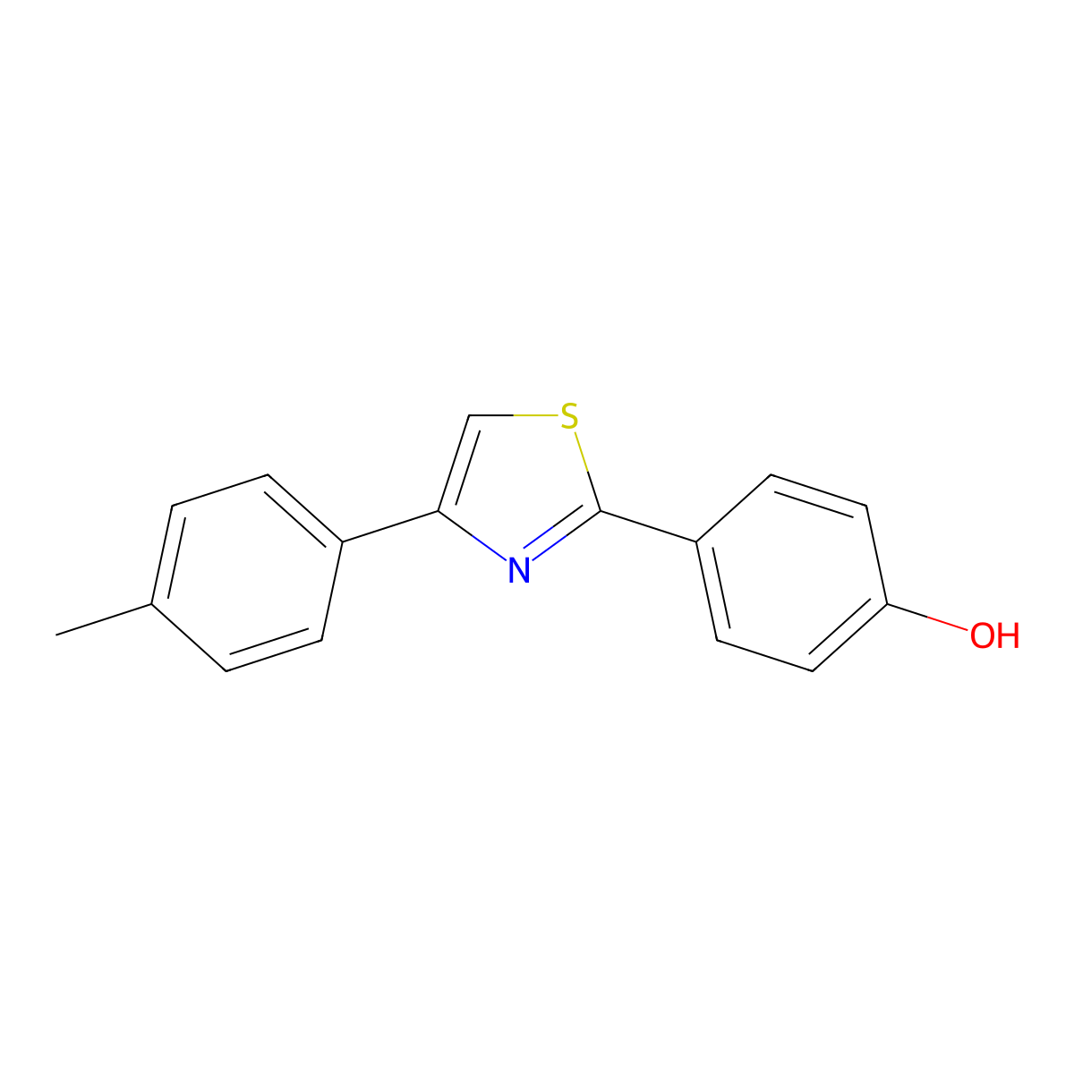 4-(4-p-Tolylthiazol-2-yl)phenol molecular structure, CAS 457943-35-0