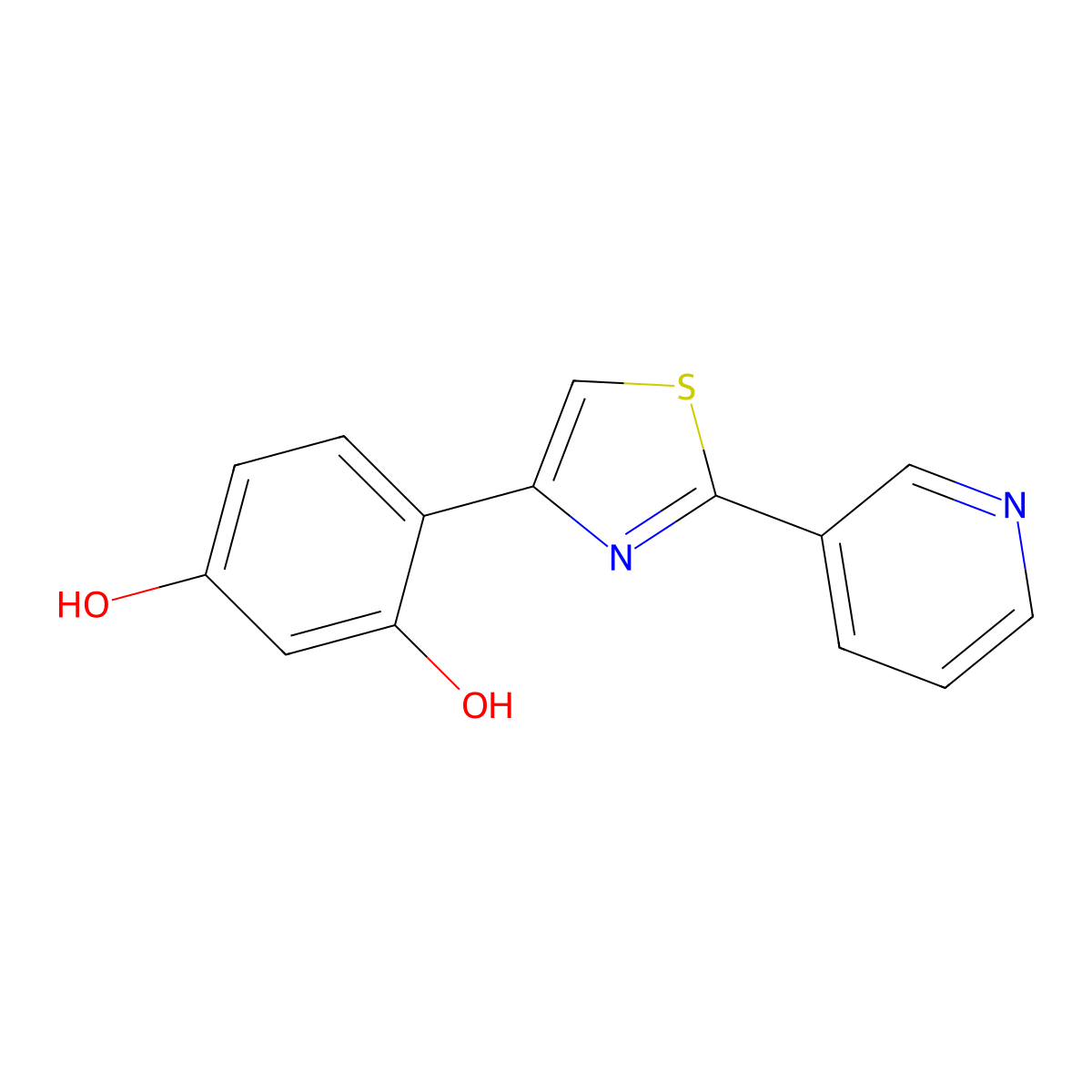 4-[2-(Pyridin-3-yl)-1,3-thiazol-4-yl]benzene-1,3-diol molecular structure, CAS 457943-99-6