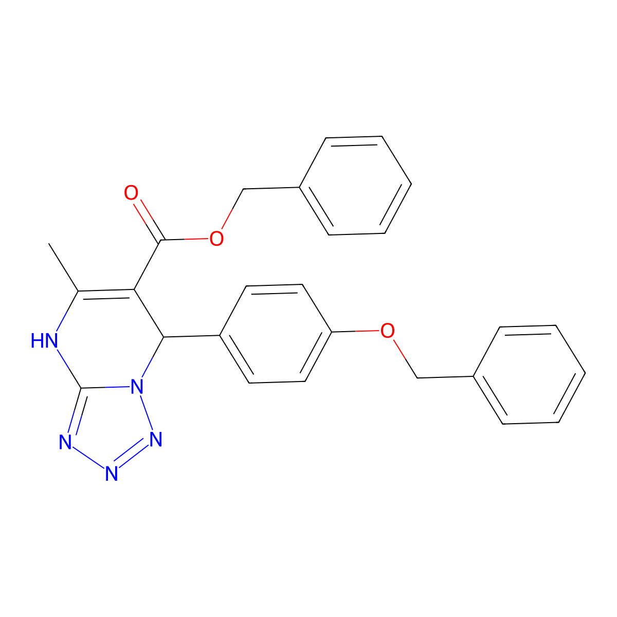 Benzyl 7-(4-(benzyloxy)phenyl)-5-methyl-4,7-dihydrotetrazolo[1,5-a]pyrimidine-6-carboxylate molecular structure, CAS 457951-21-2