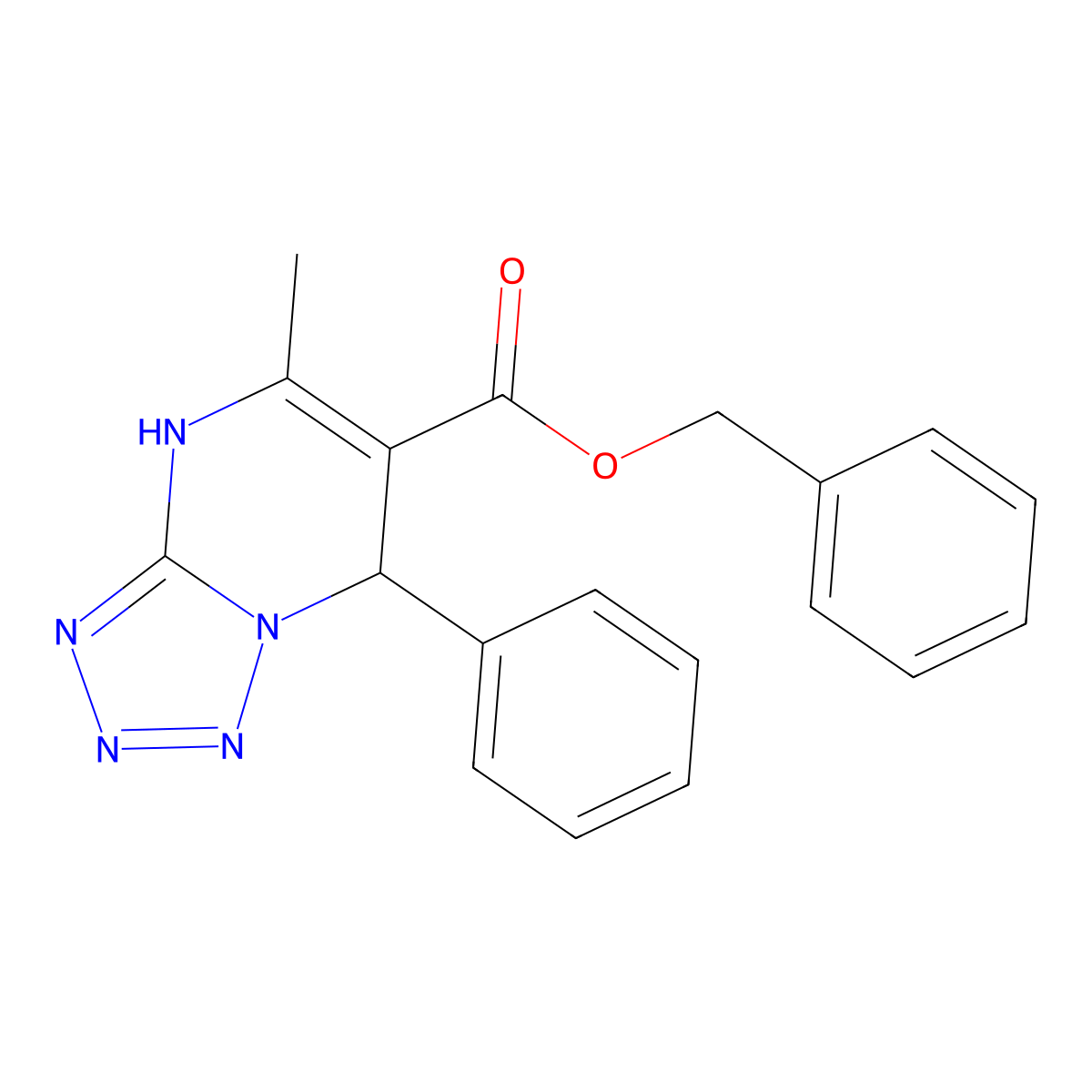 Benzyl 5-methyl-7-phenyl-4,7-dihydrotetrazolo[1,5-a]pyrimidine-6-carboxylate molecular structure, CAS 457951-32-5