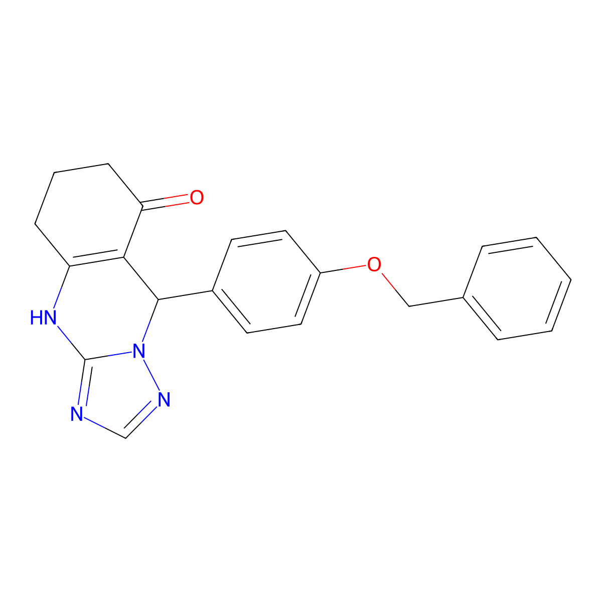 9-[4-(benzyloxy)phenyl]-5,6,7,9-tetrahydro[1,2,4]triazolo[5,1-b]quinazolin-8(4H)-one molecular structure, CAS 457951-43-8