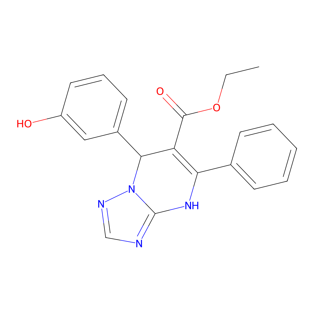 Ethyl 7-(3-hydroxyphenyl)-5-phenyl-4,7-dihydro[1,2,4]triazolo[1,5-a]pyrimidine-6-carboxylate molecular structure, CAS 457951-58-5