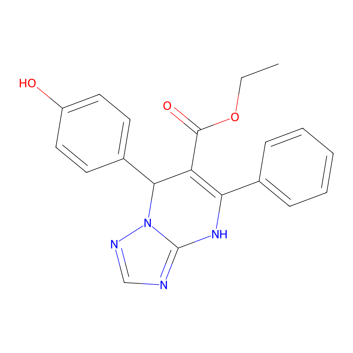Ethyl 7-(4-hydroxyphenyl)-5-phenyl-4,7-dihydro[1,2,4]triazolo[1,5-a]pyrimidine-6-carboxylate molecular structure, CAS 457951-62-1