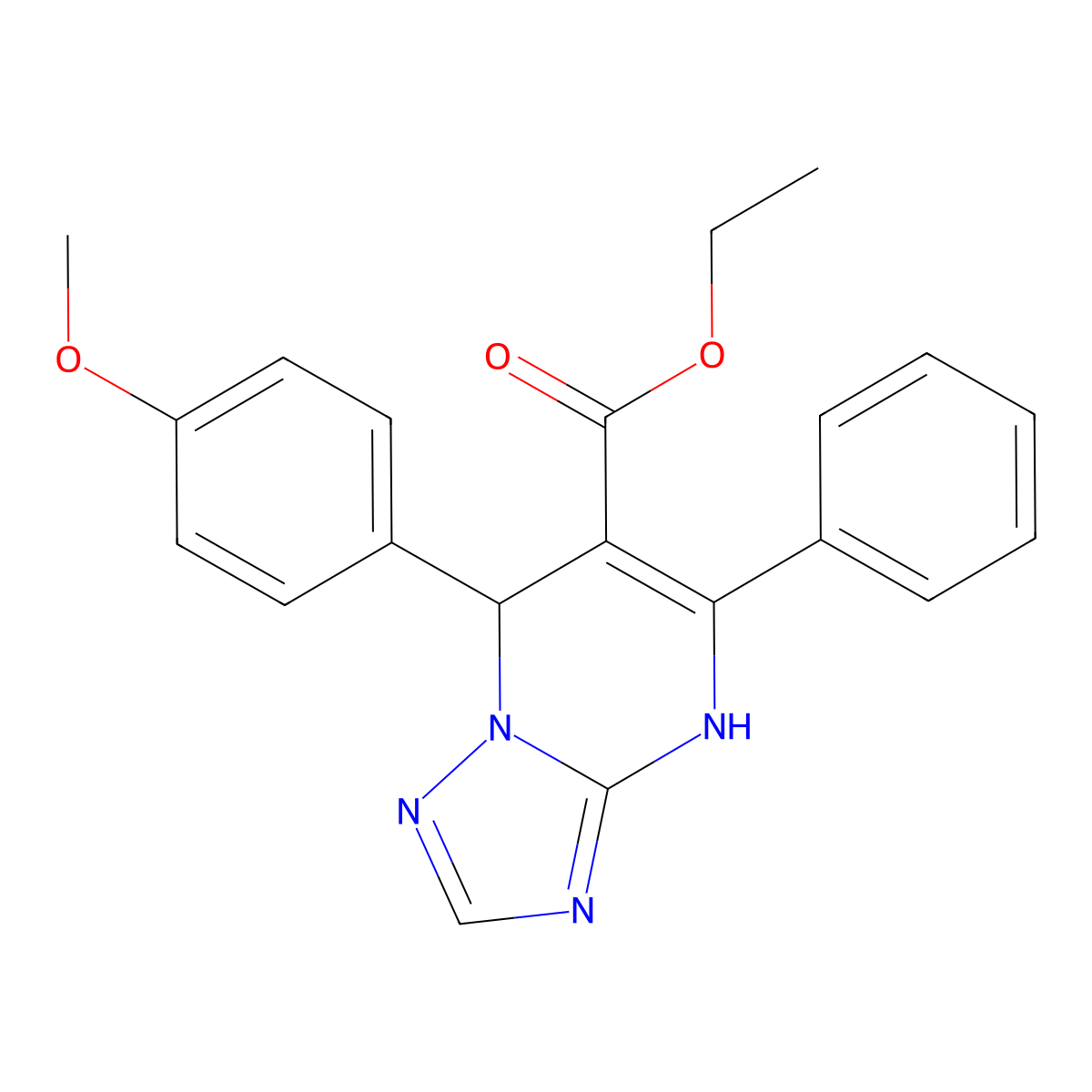 Ethyl 7-(4-methoxyphenyl)-5-phenyl-4,7-dihydro[1,2,4]triazolo[1,5-a]pyrimidine-6-carboxylate molecular structure, CAS 457951-63-2