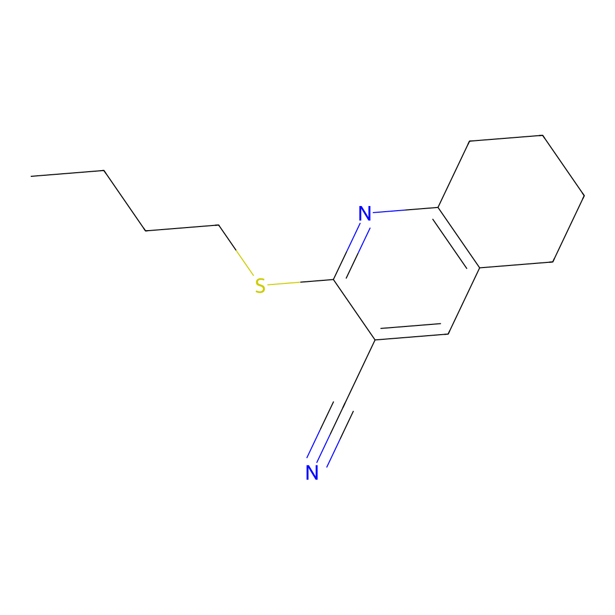 2-Butylsulfanyl-5,6,7,8-tetrahydroquinoline-3-carbonitrile molecular structure, CAS 457957-93-6