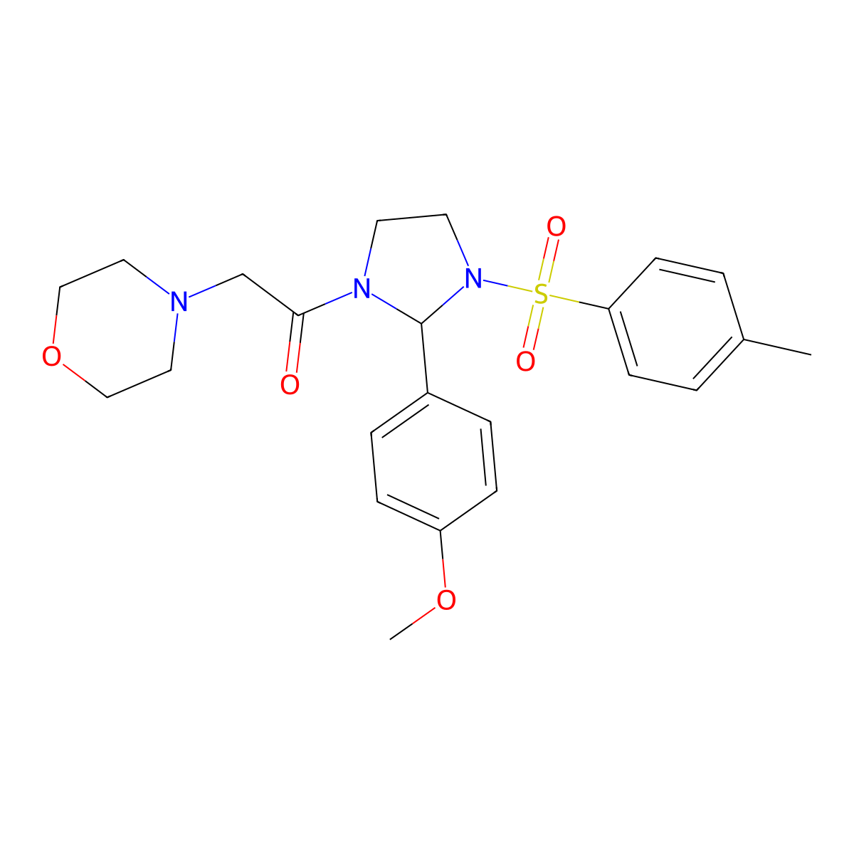4-(2-{2-(4-Methoxyphenyl)-3-[(4-methylphenyl)sulfonyl]-1-imidazolidinyl}-2-oxoethyl)morpholine molecular structure, CAS 457959-97-6