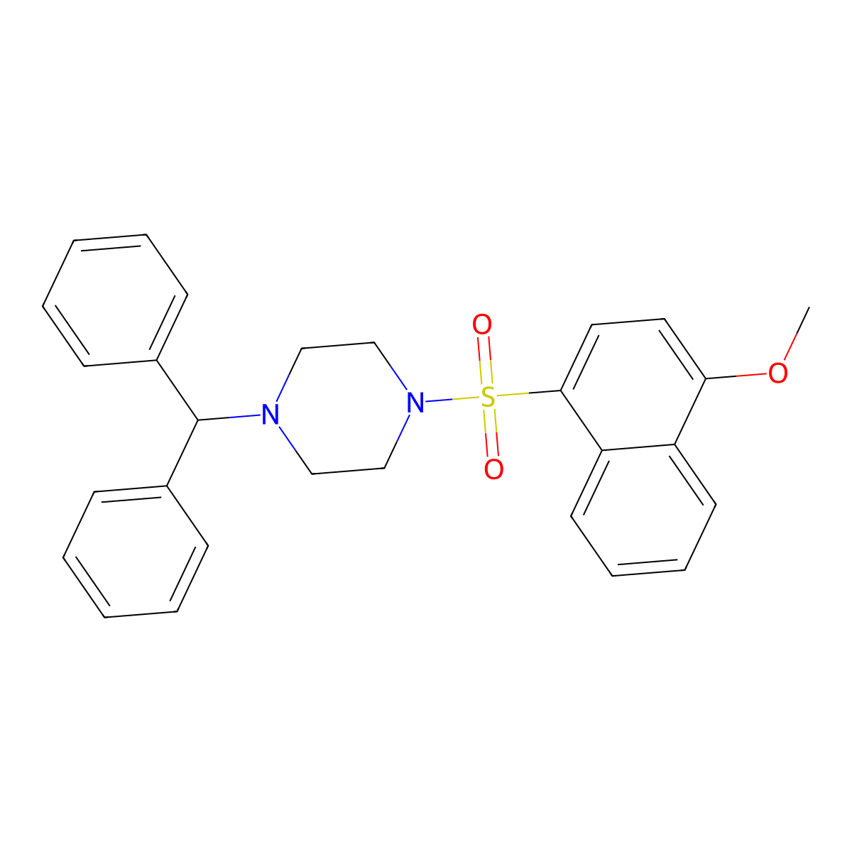 1-(Diphenylmethyl)-4-[(4-methoxynaphthalen-1-yl)sulfonyl]piperazine molecular structure, CAS 457960-50-8