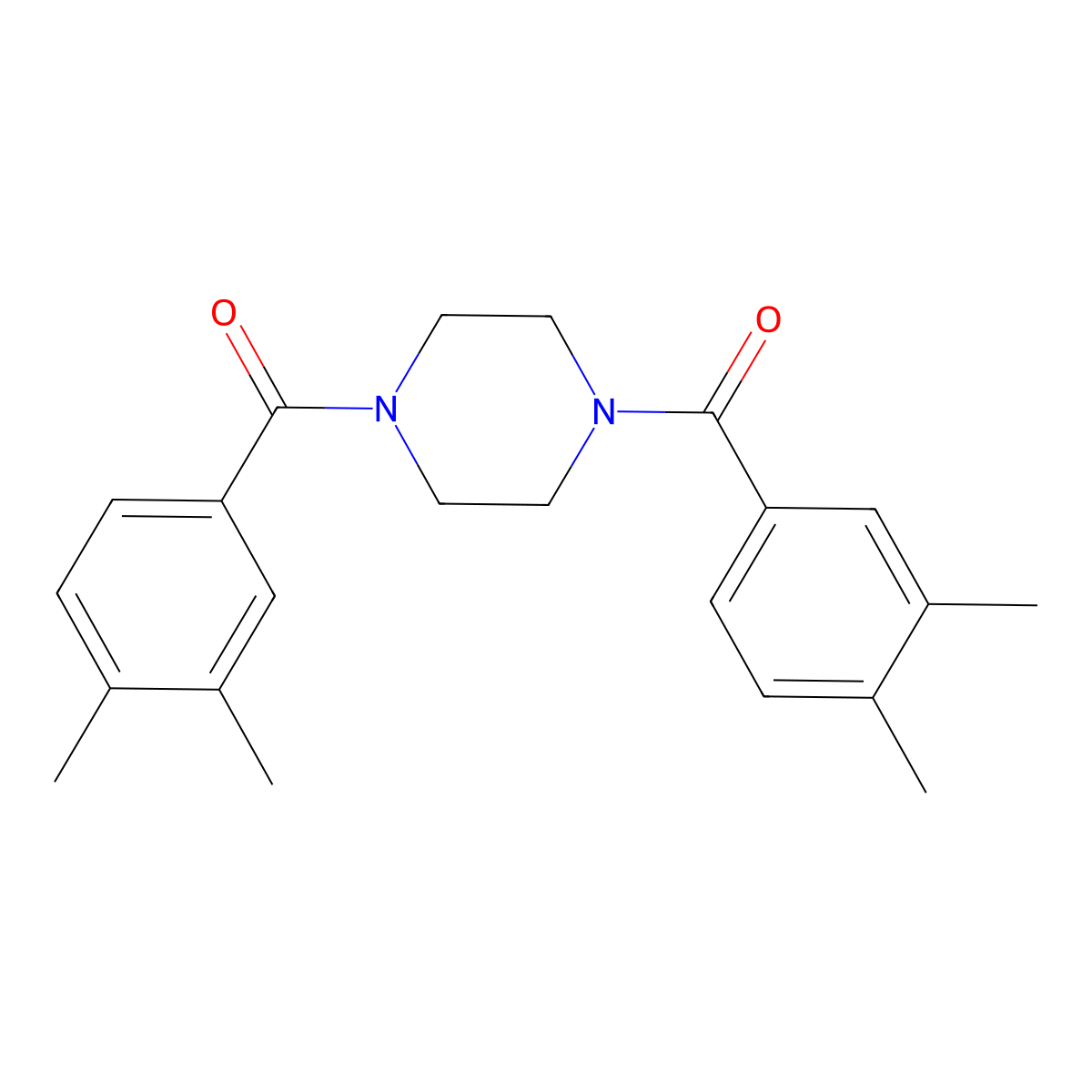 1,4-Bis(3,4-dimethylbenzoyl)piperazine molecular structure, CAS 457960-65-5