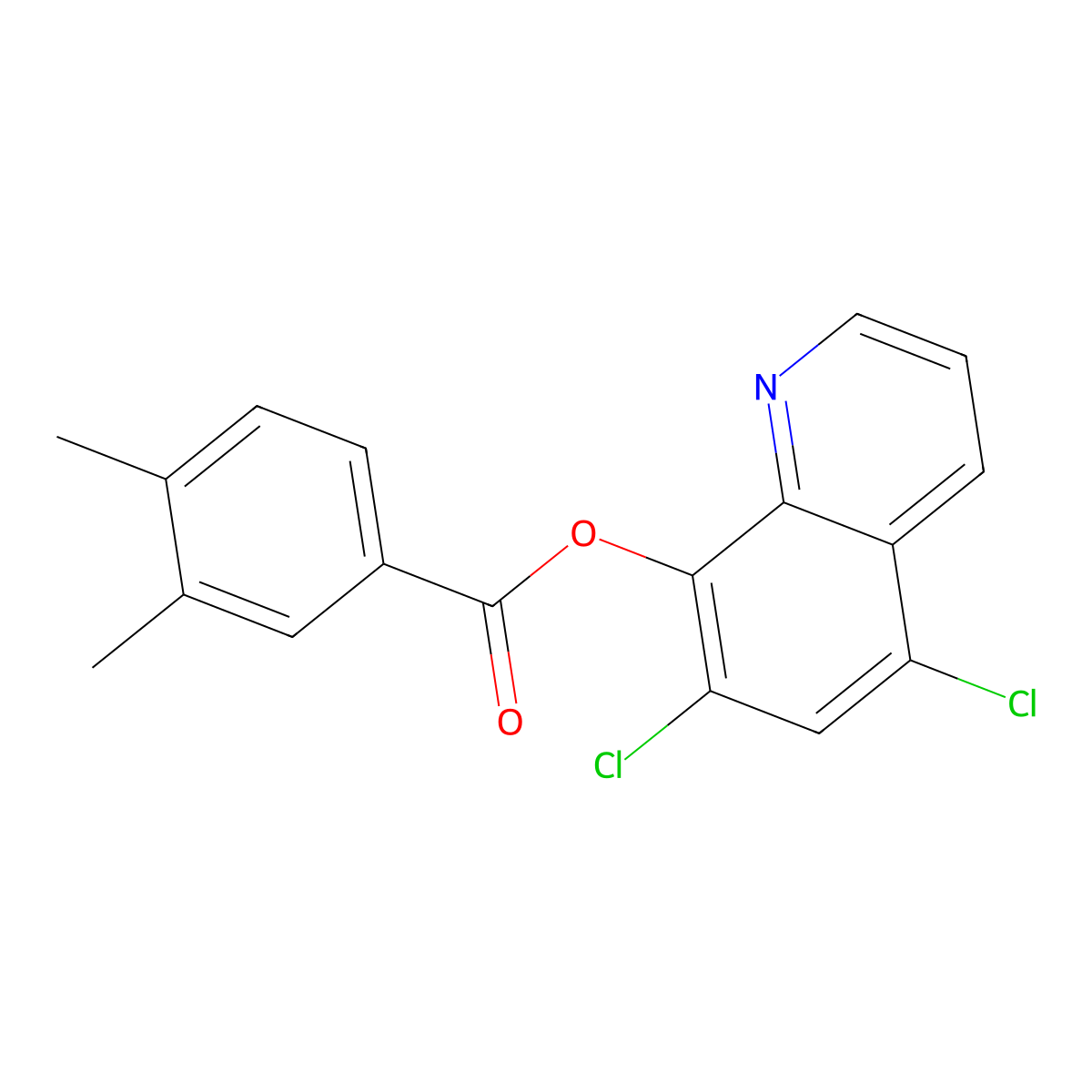 5,7-Dichloro-8-quinolyl 3,4-dimethylbenzoate molecular structure, CAS 457960-66-6
