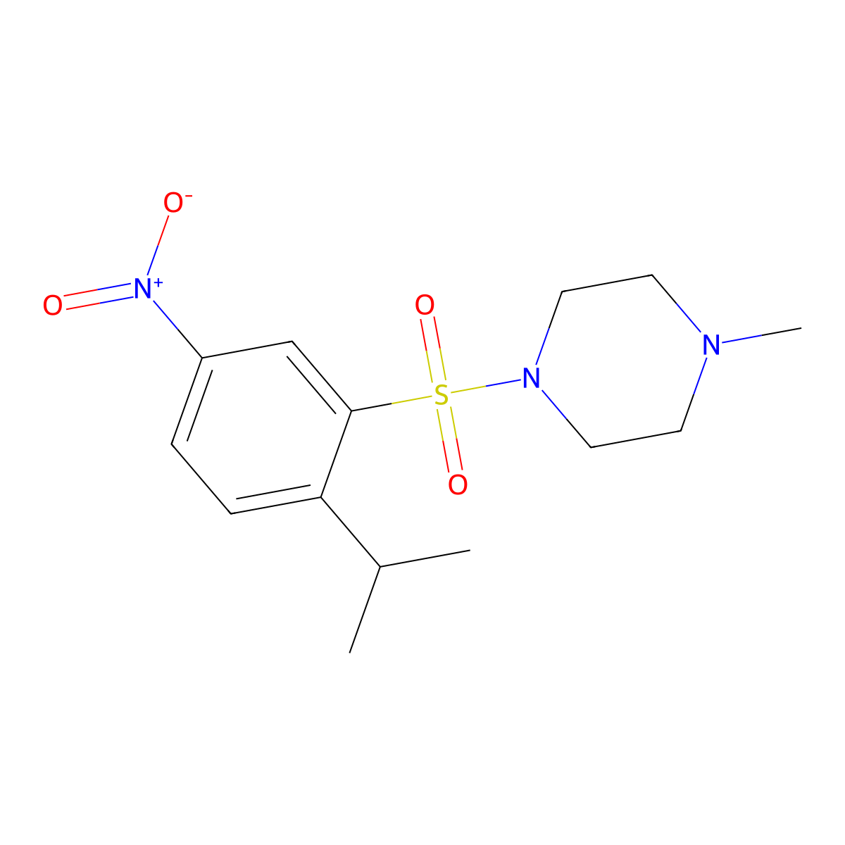 1-Methyl-4-(5-nitro-2-propan-2-ylphenyl)sulfonylpiperazine molecular structure, CAS 457960-67-7