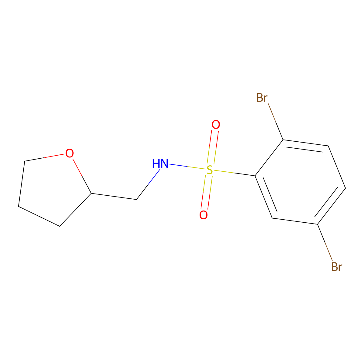 2,5-dibromo-N-(oxolan-2-ylmethyl)benzenesulfonamide molecular structure, CAS 457960-76-8