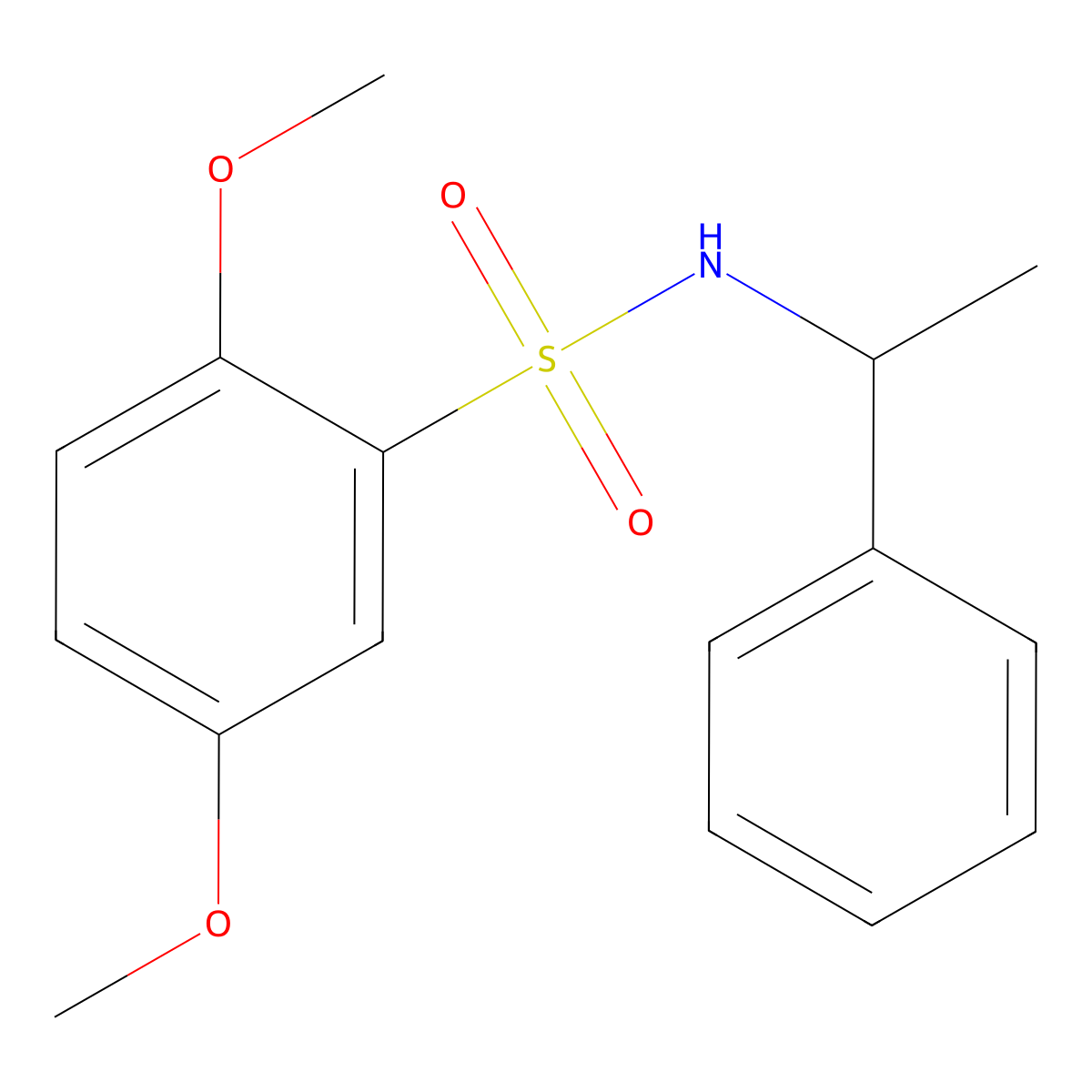 2,5-dimethoxy-N-(1-phenylethyl)benzenesulfonamide molecular structure, CAS 457960-87-1