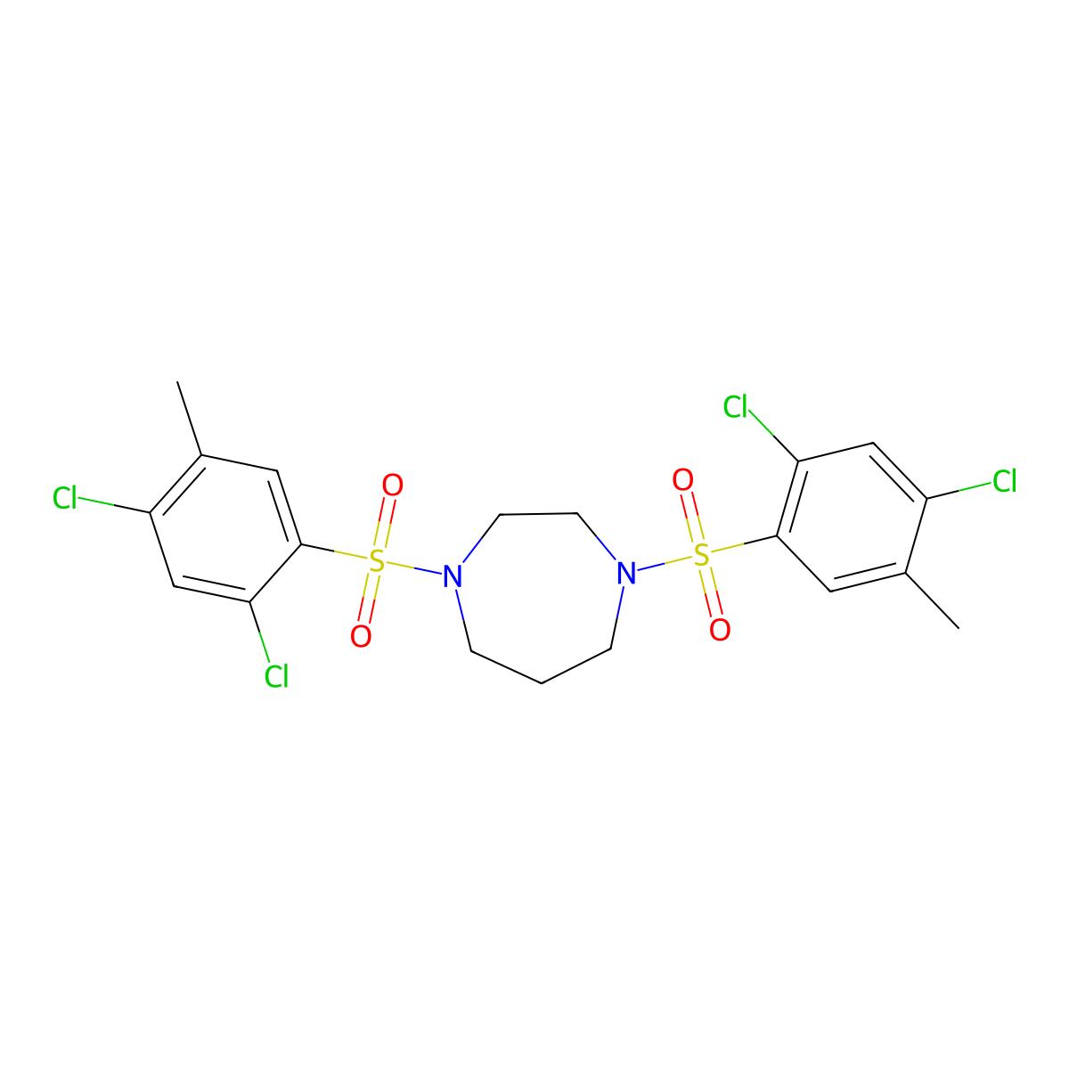 1,4-Bis[(2,4-dichloro-5-methylphenyl)sulfonyl]-1,4-diazepane molecular structure, CAS 457961-01-2