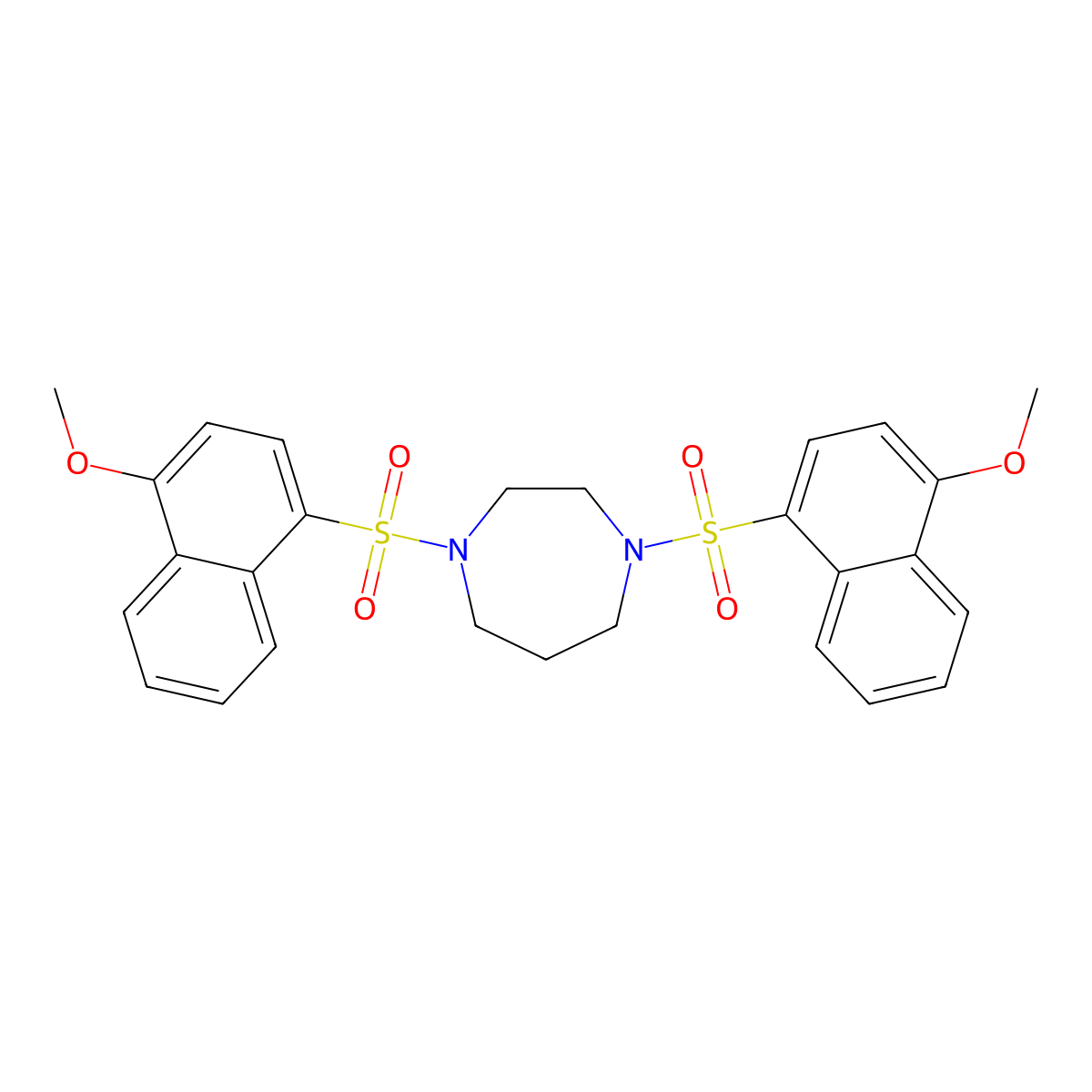 1,4-Bis[(4-methoxynaphthalen-1-yl)sulfonyl]-1,4-diazepane molecular structure, CAS 457961-04-5