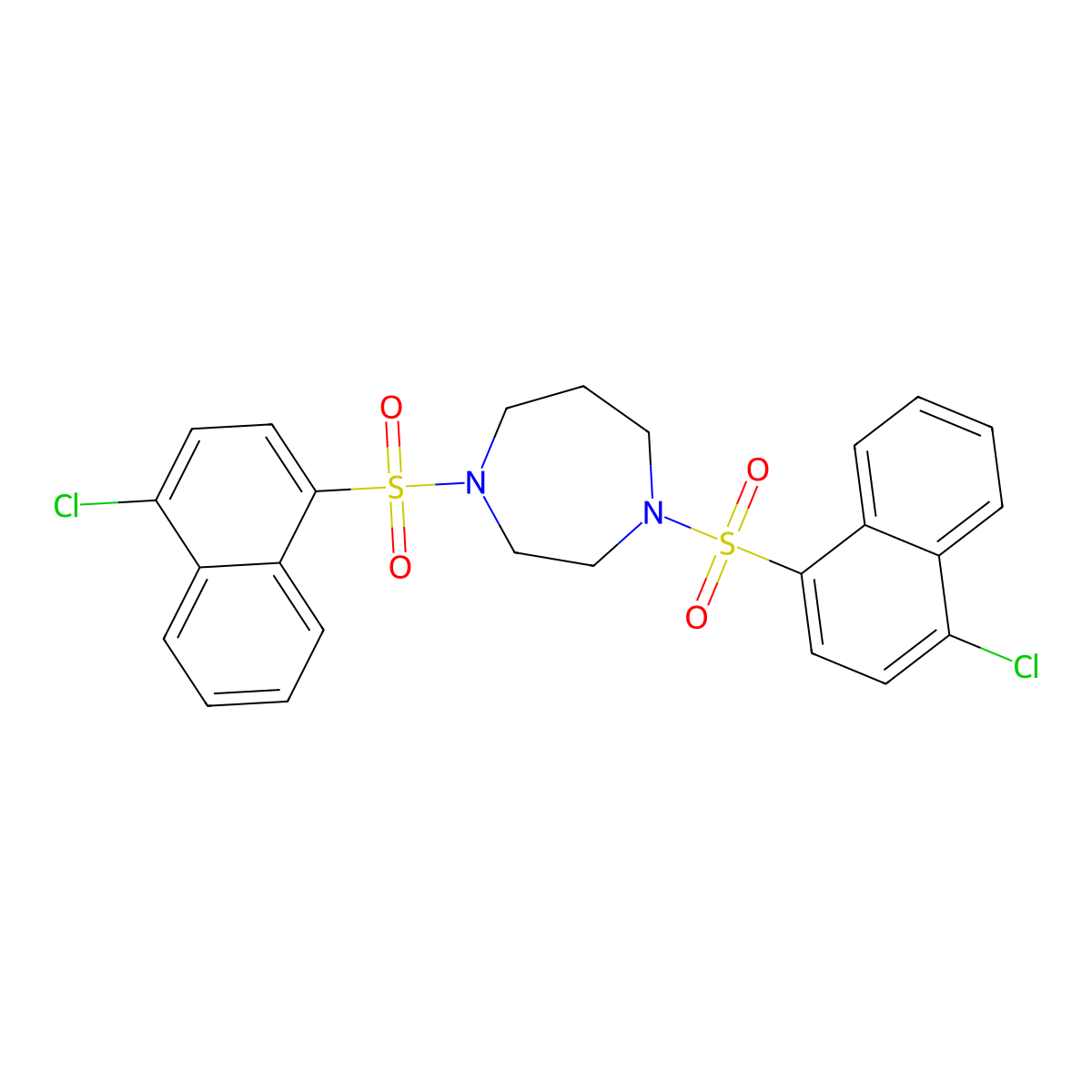 1,4-Bis[(4-chloro-1-naphthyl)sulfonyl]-1,4-diazepane molecular structure, CAS 457961-06-7