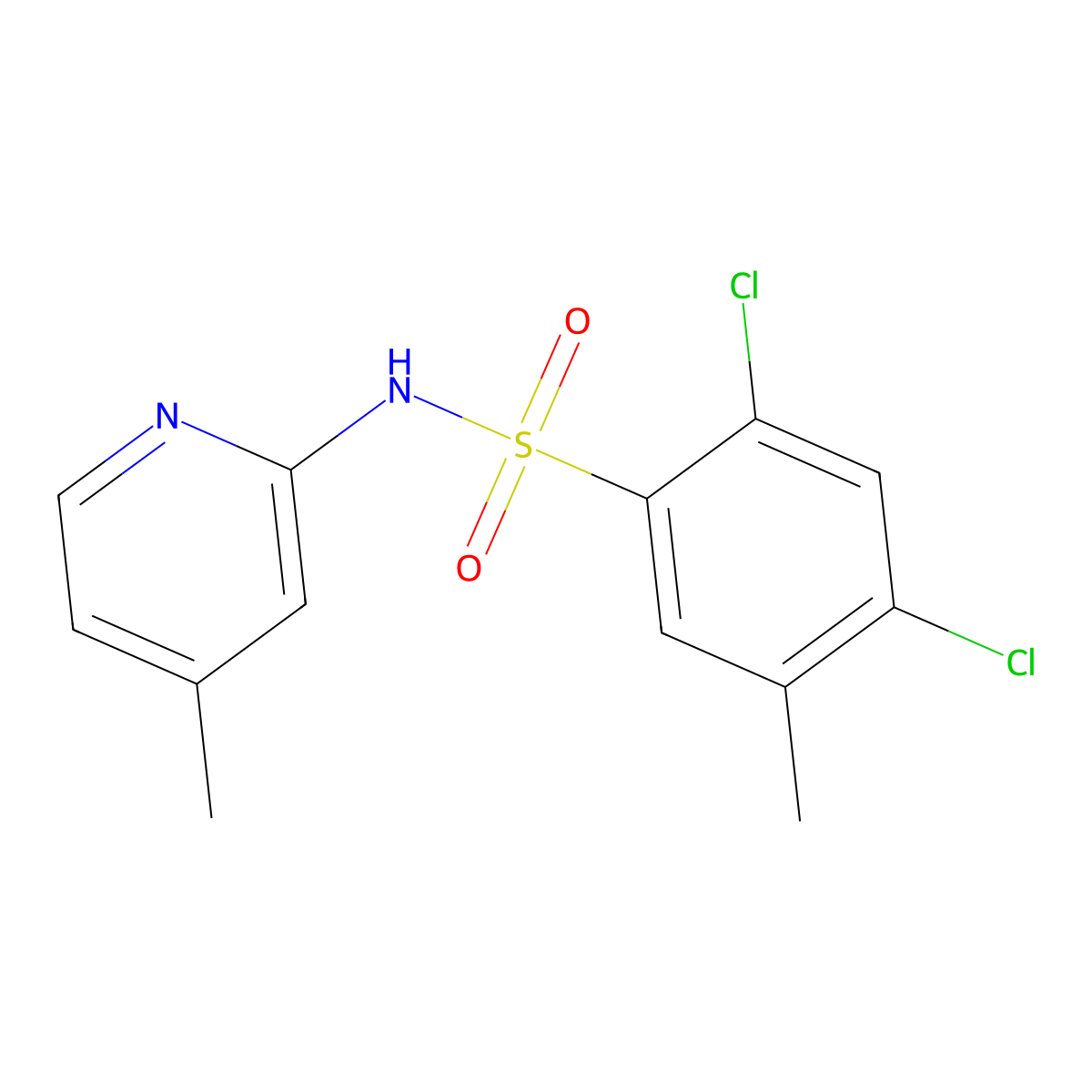 2,4-dichloro-5-methyl-N-(4-methylpyridin-2-yl)benzenesulfonamide molecular structure, CAS 457961-11-4
