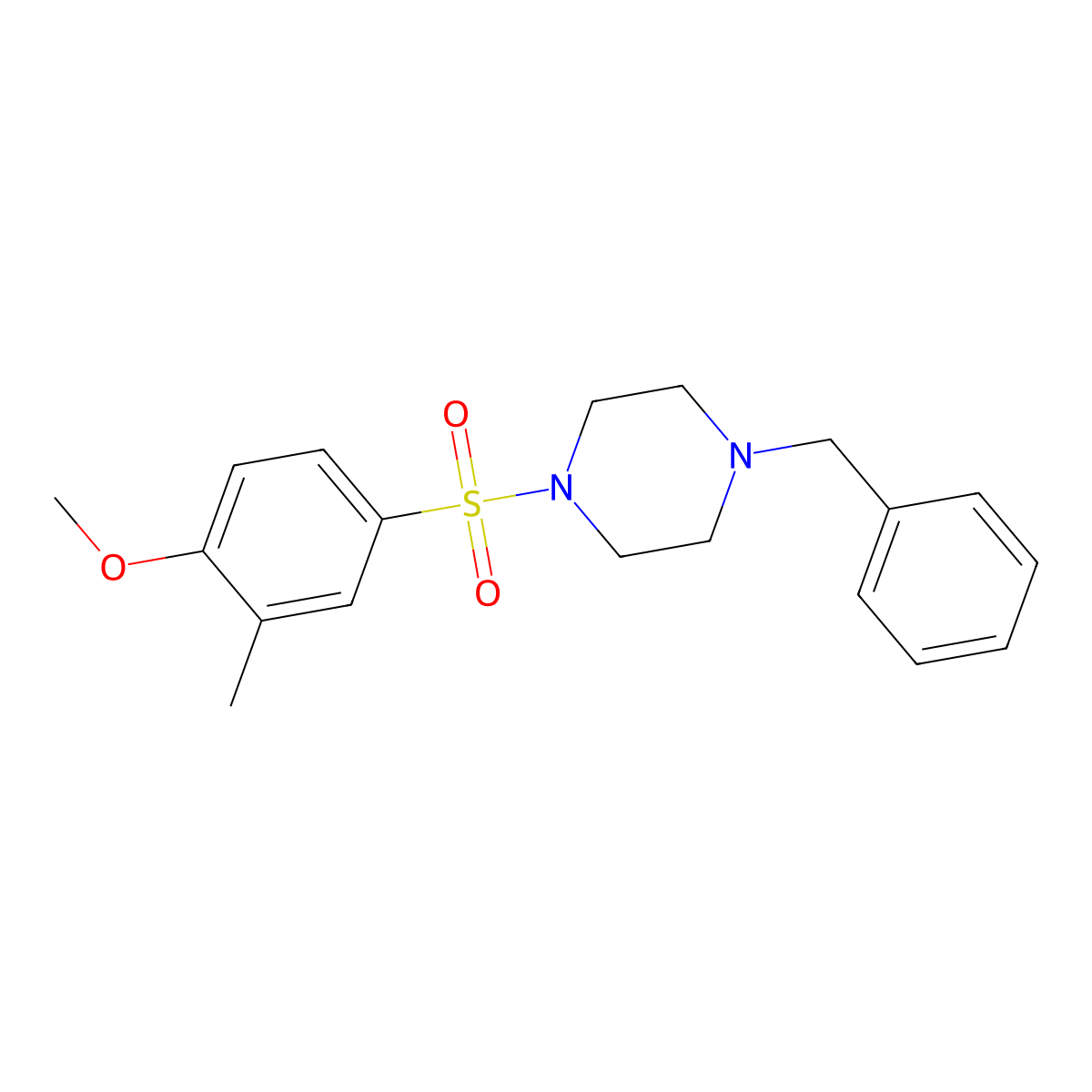 1-Benzyl-4-(4-methoxy-3-methylphenyl)sulfonylpiperazine molecular structure, CAS 457961-37-4