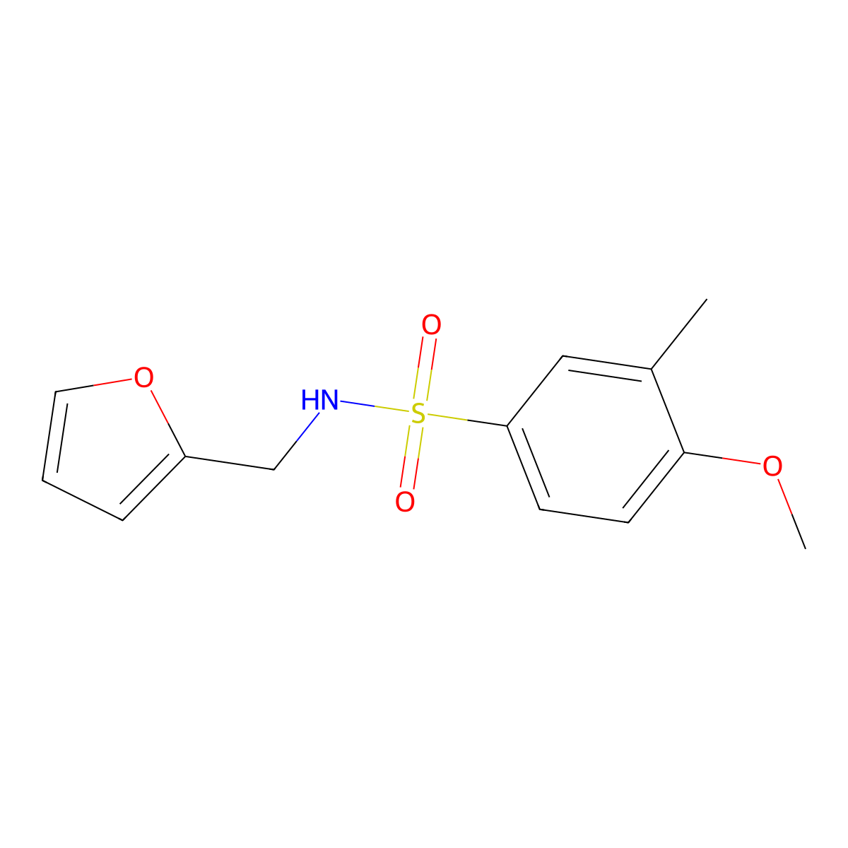 N-(furan-2-ylmethyl)-4-methoxy-3-methylbenzenesulfonamide molecular structure, CAS 457961-40-9