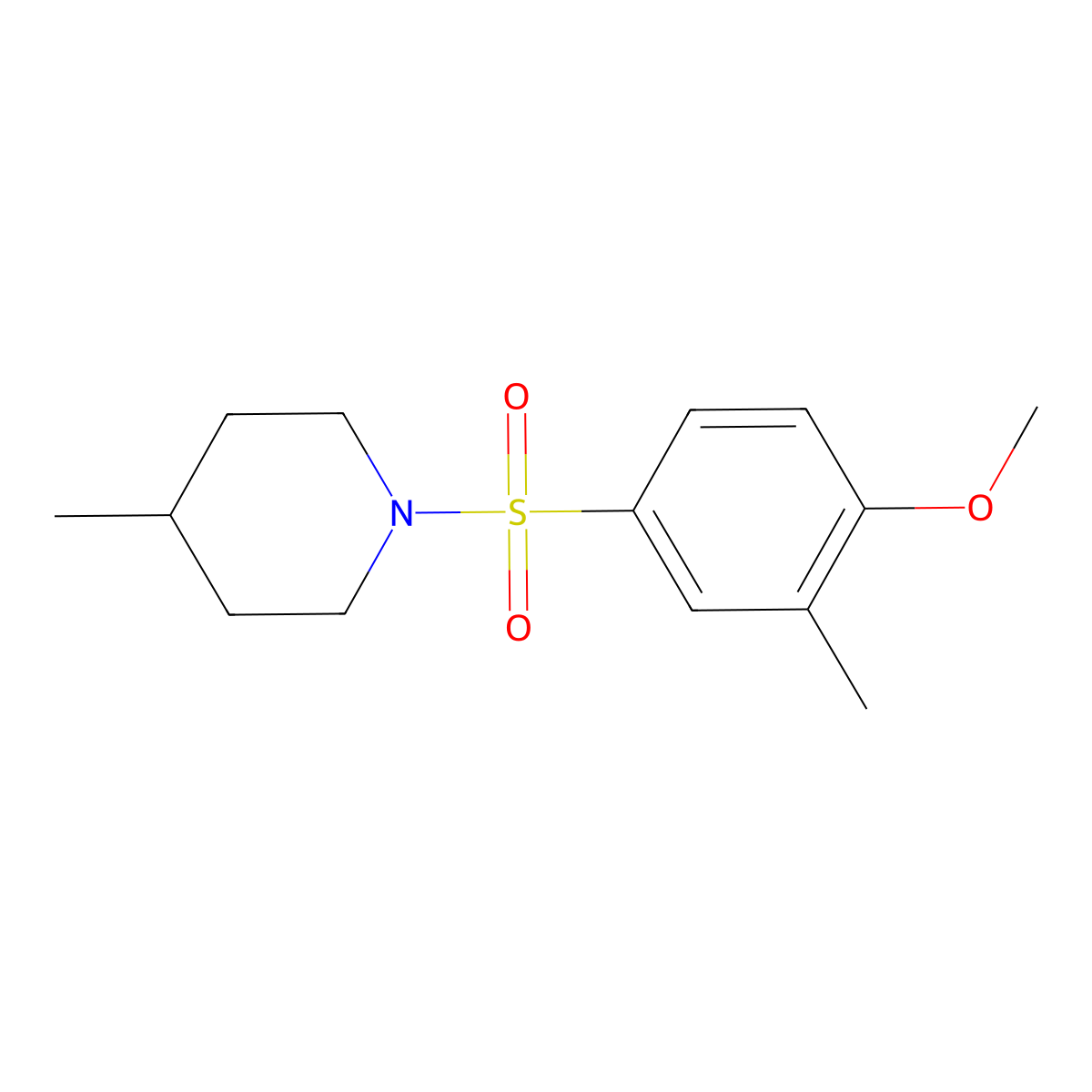 1-[(4-Methoxy-3-methylphenyl)sulfonyl]-4-methylpiperidine molecular structure, CAS 457961-43-2