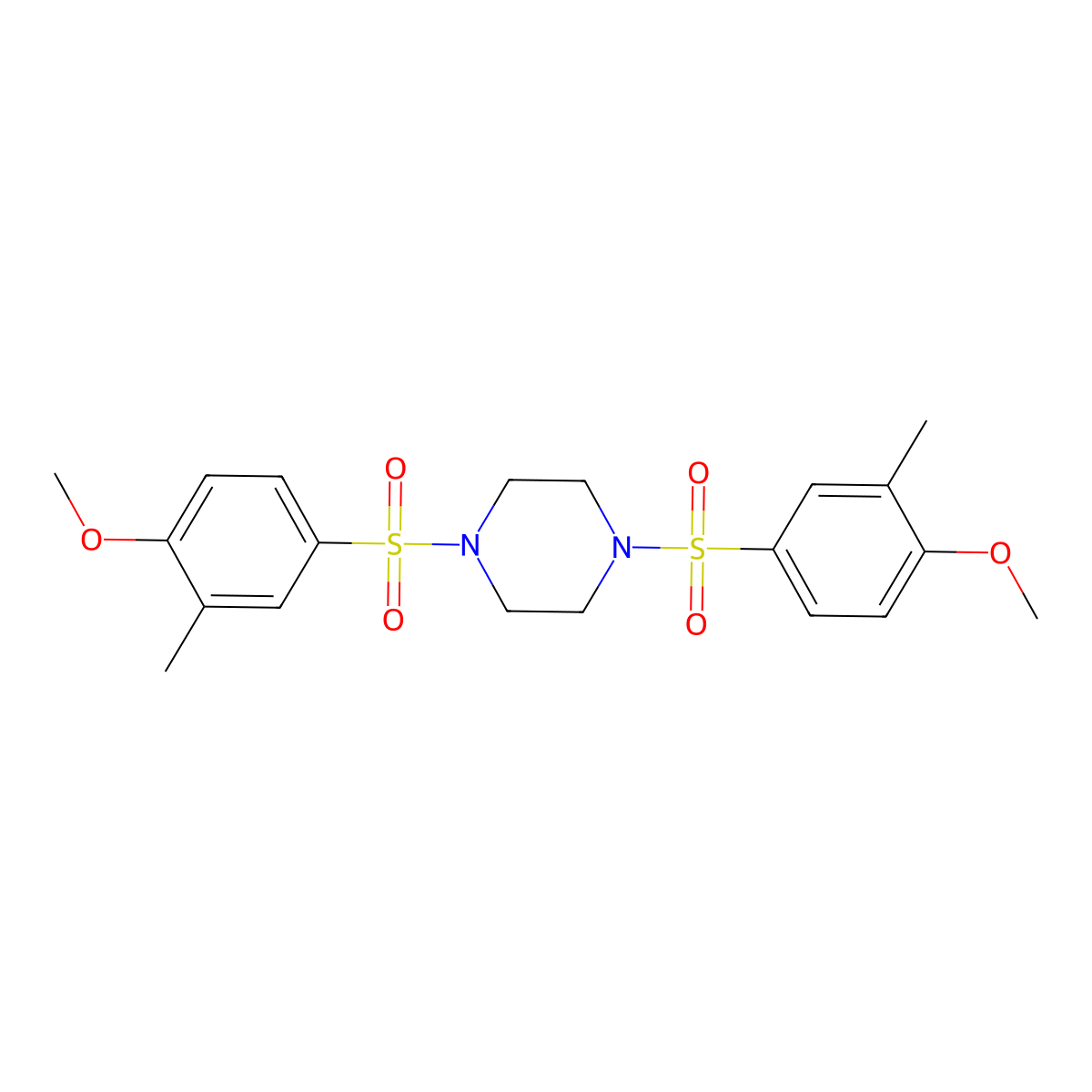 1,4-Bis[(4-methoxy-3-methylphenyl)sulfonyl]piperazine molecular structure, CAS 457961-46-5