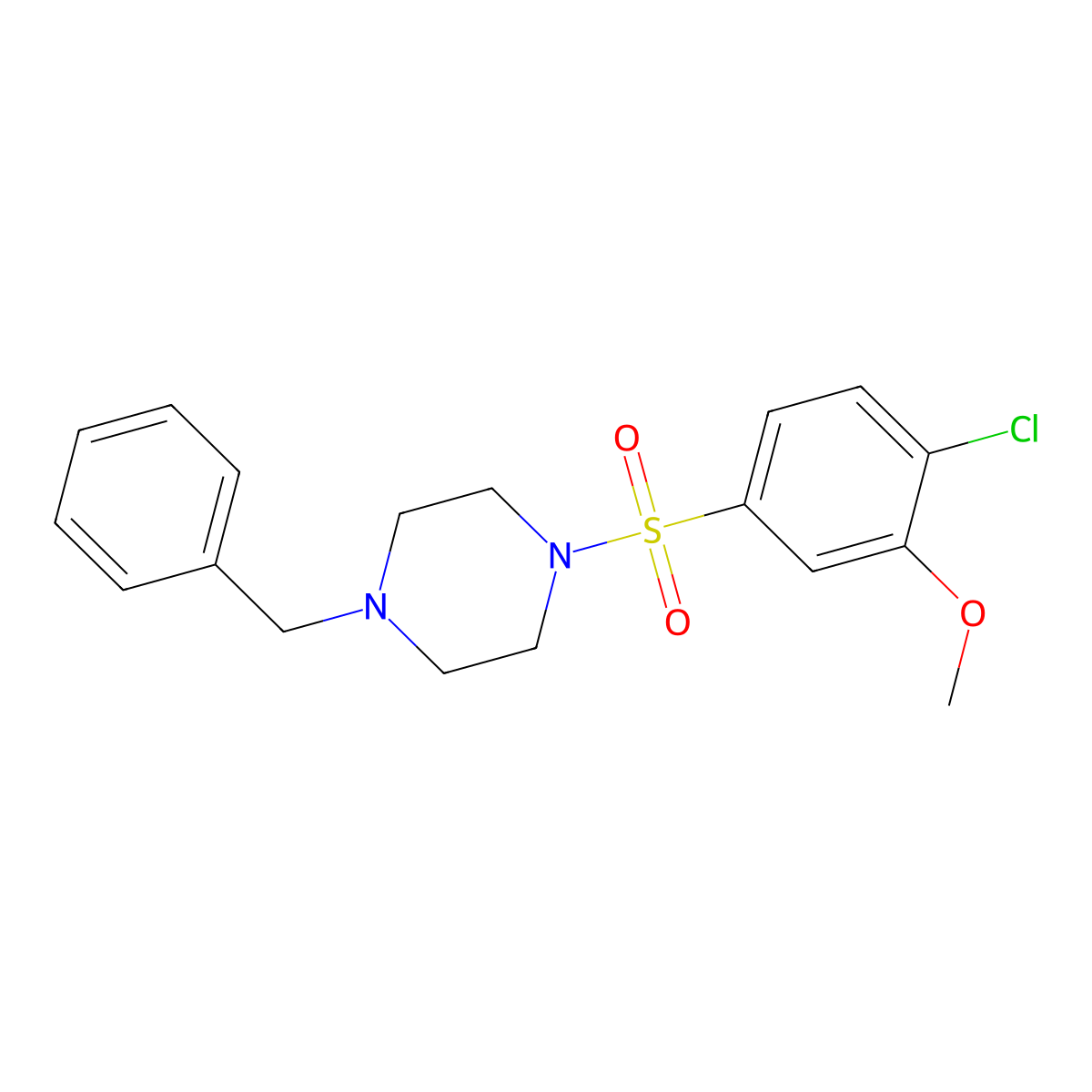 1-Benzyl-4-(4-chloro-3-methoxyphenyl)sulfonylpiperazine molecular structure, CAS 457961-50-1