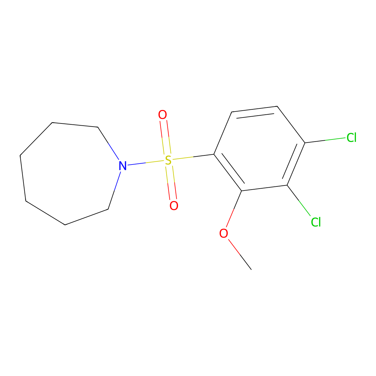 1-(3,4-Dichloro-2-methoxybenzenesulfonyl)azepane molecular structure, CAS 457961-68-1