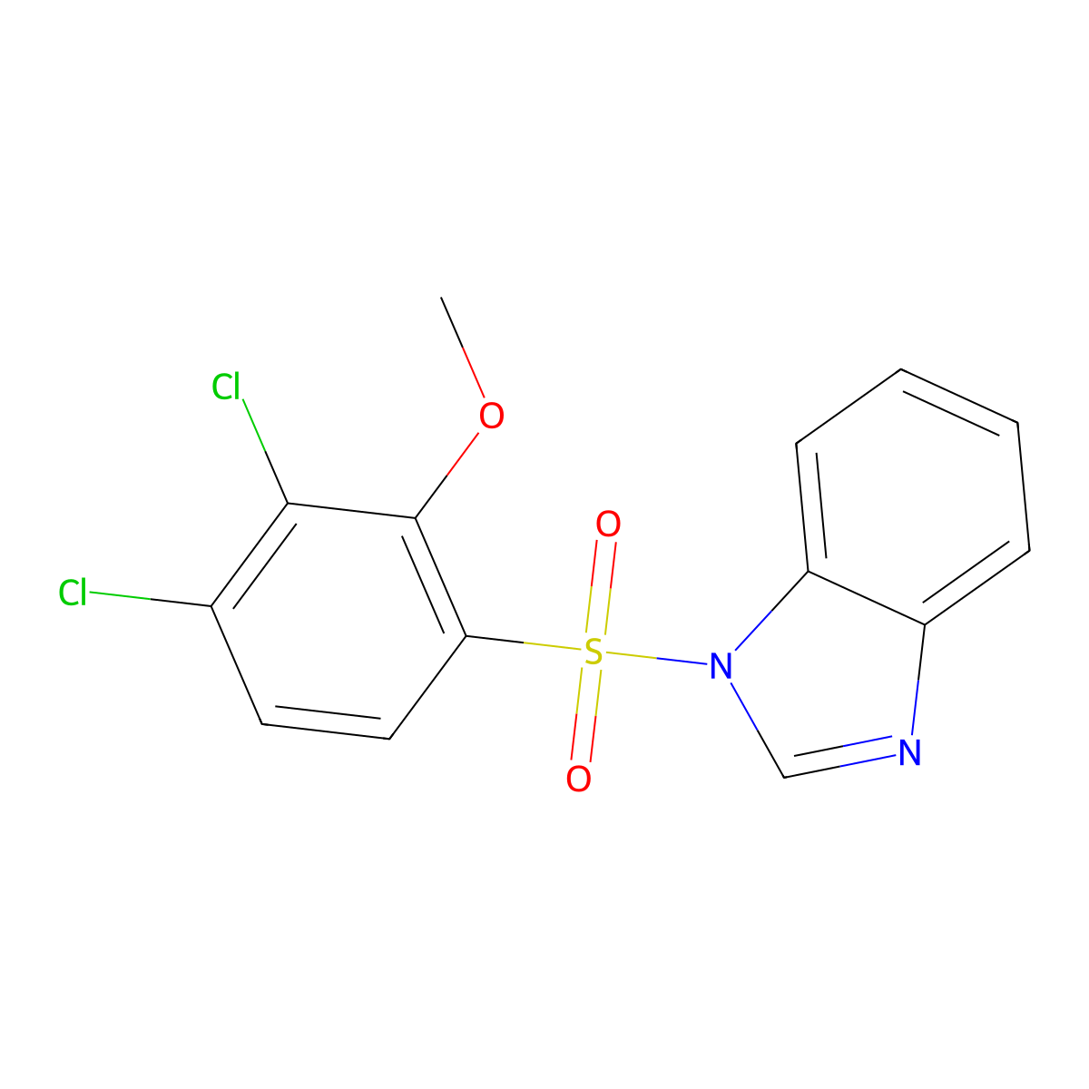 1-(3,4-Dichloro-2-methoxyphenyl)sulfonylbenzimidazole molecular structure, CAS 457961-71-6