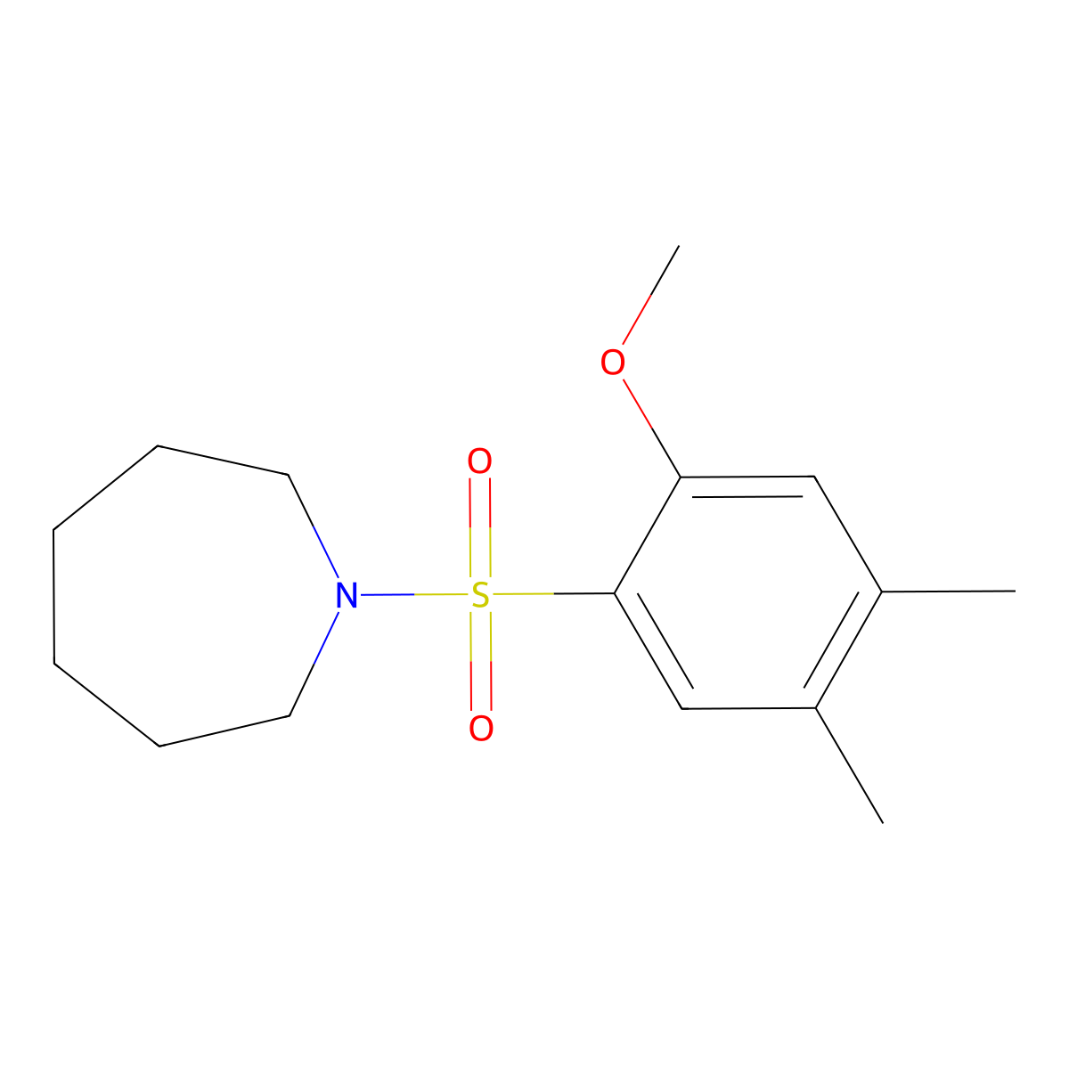 1-(2-Methoxy-4,5-dimethylphenyl)sulfonylazepane molecular structure, CAS 457961-74-9