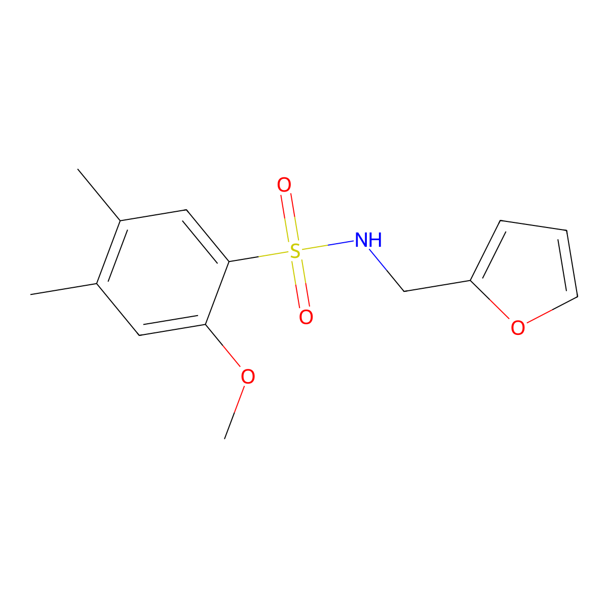 N-(furan-2-ylmethyl)-2-methoxy-4,5-dimethylbenzenesulfonamide molecular structure, CAS 457961-75-0