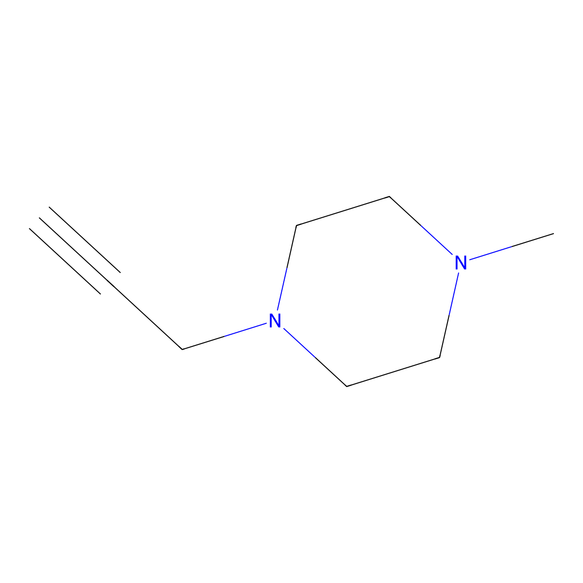 1-Methyl-4-(prop-2-yn-1-yl)piperazine molecular structure, CAS 45813-02-3