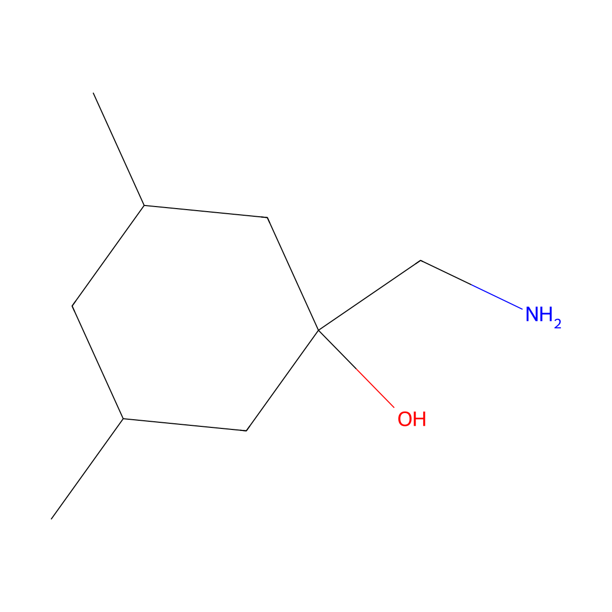 1-(Aminomethyl)-3,5-dimethylcyclohexan-1-ol molecular structure, CAS 45844-32-4