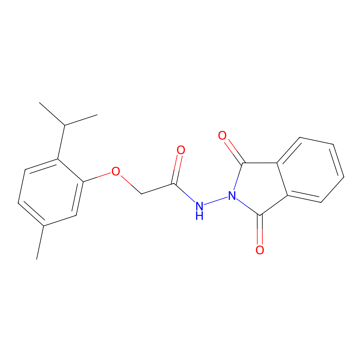 N-(1,3-dioxoisoindol-2-yl)-2-(5-methyl-2-propan-2-ylphenoxy)acetamide molecular structure, CAS 458526-45-9
