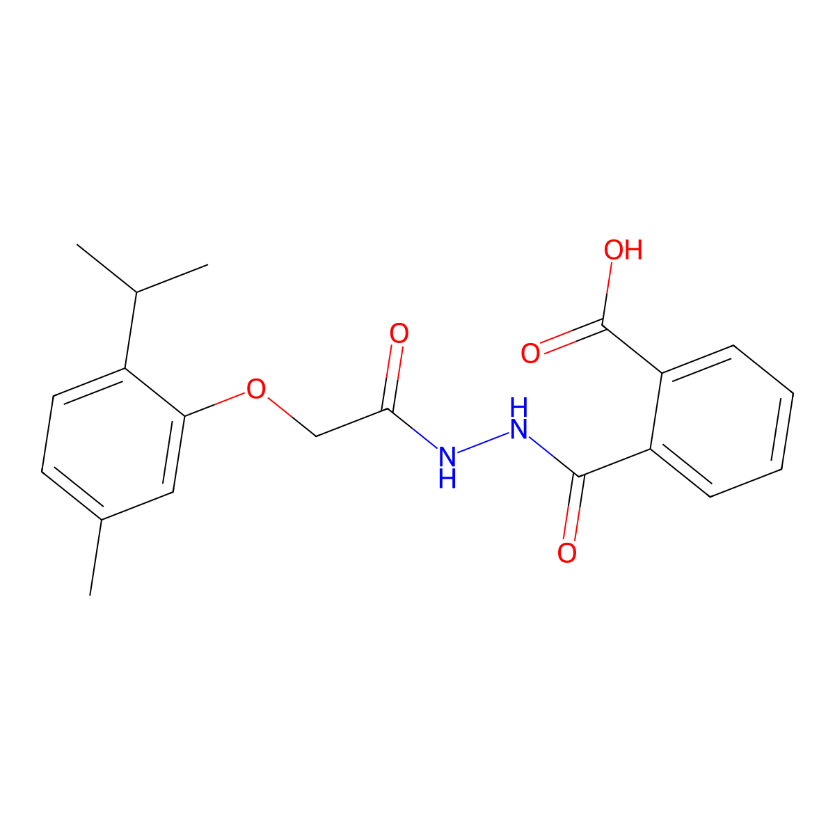 2-({2-[(2-Isopropyl-5-methylphenoxy)acetyl]hydrazino}carbonyl)benzoic acid molecular structure, CAS 458526-46-0